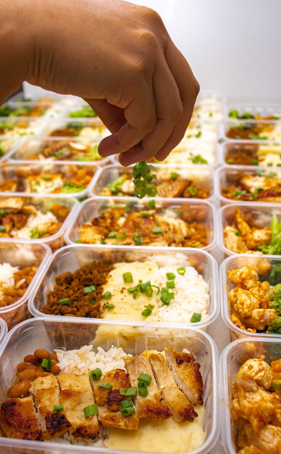Meal prep ingredients being prepared for the week