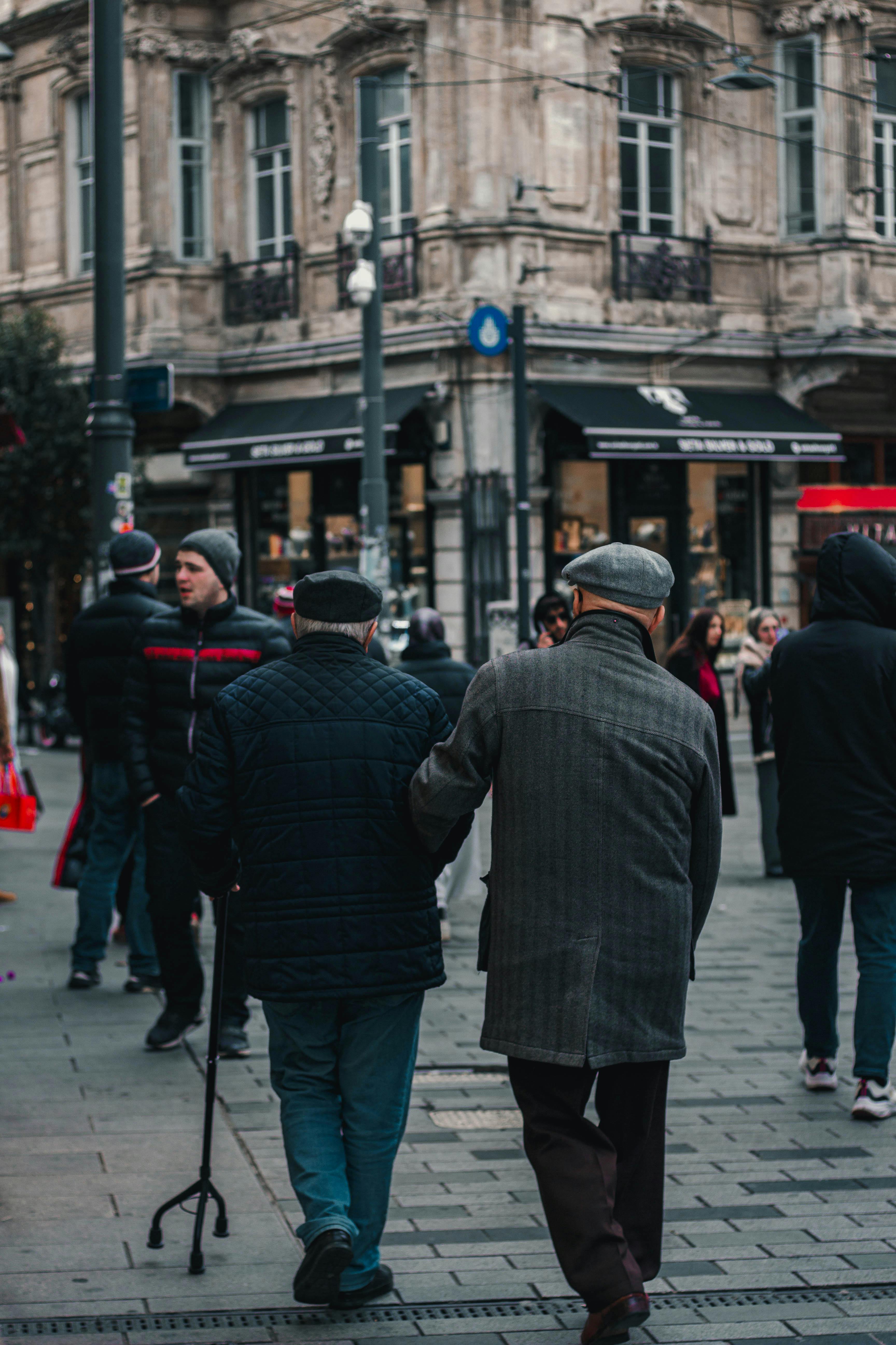 warm street scene in istanbul with elderly companionship