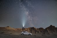 Person Standing Near Vehicle During Nighttime