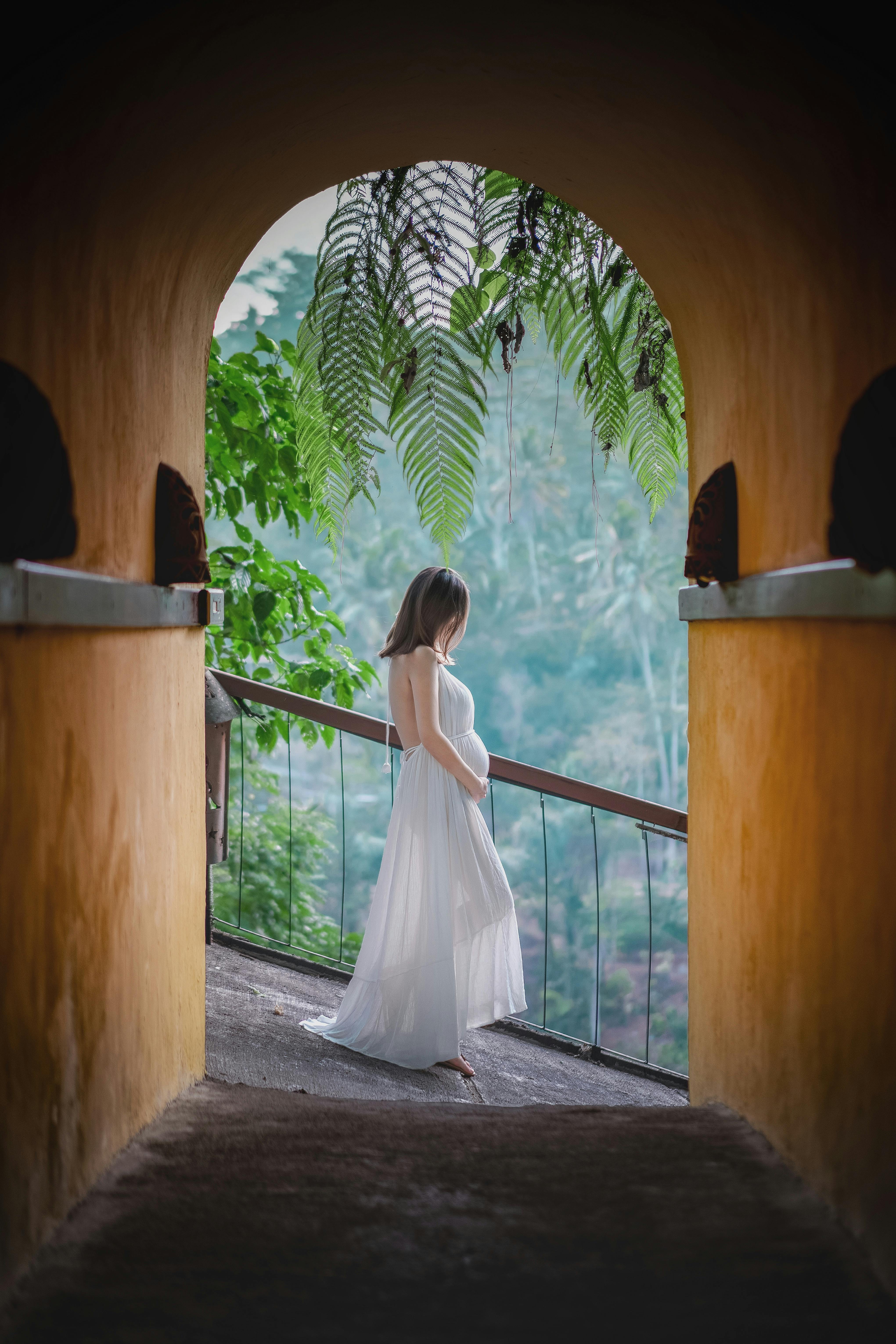 woman wearing white dress