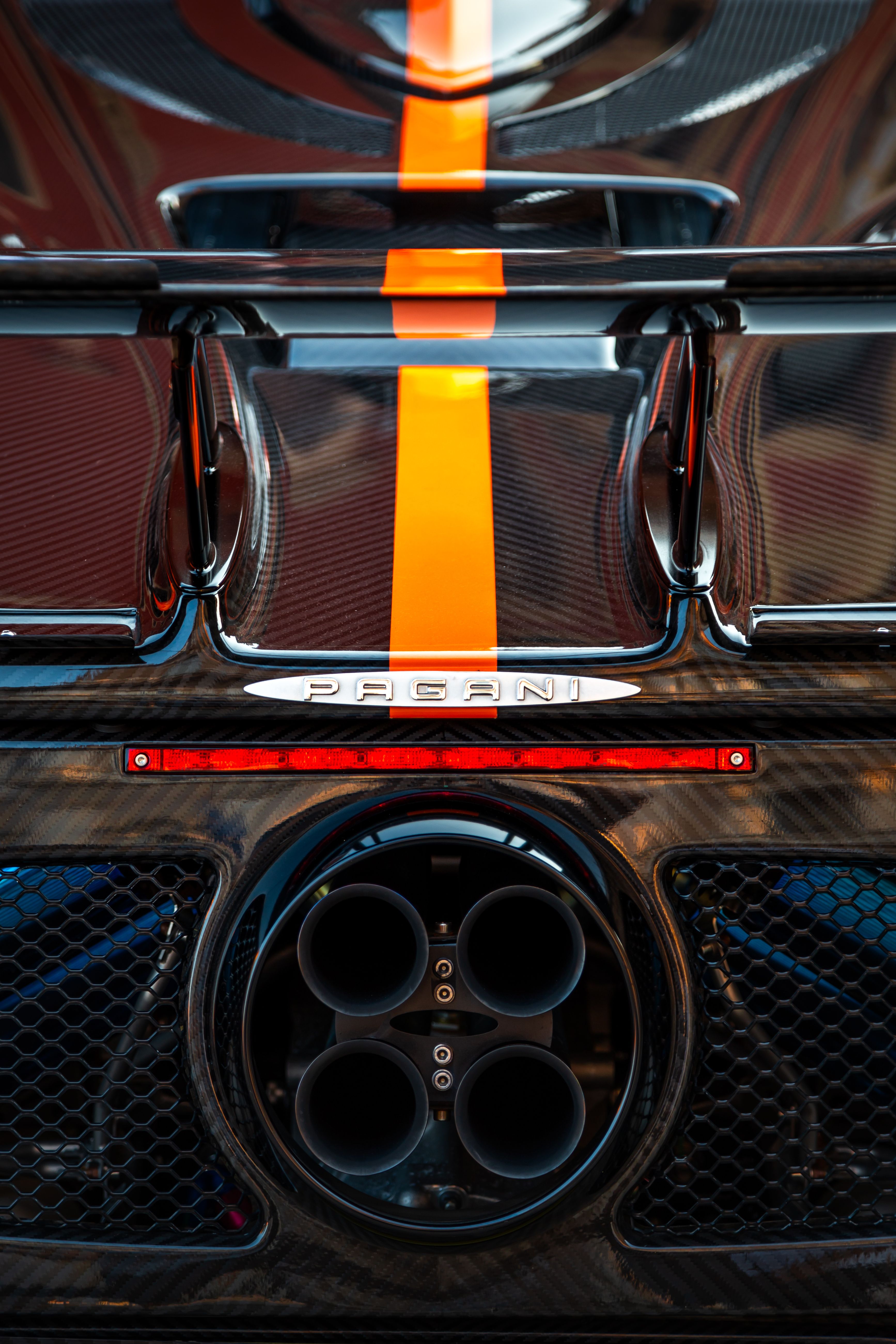 Close-Up of Pagani Hypercar Rear Details · Free Stock Photo