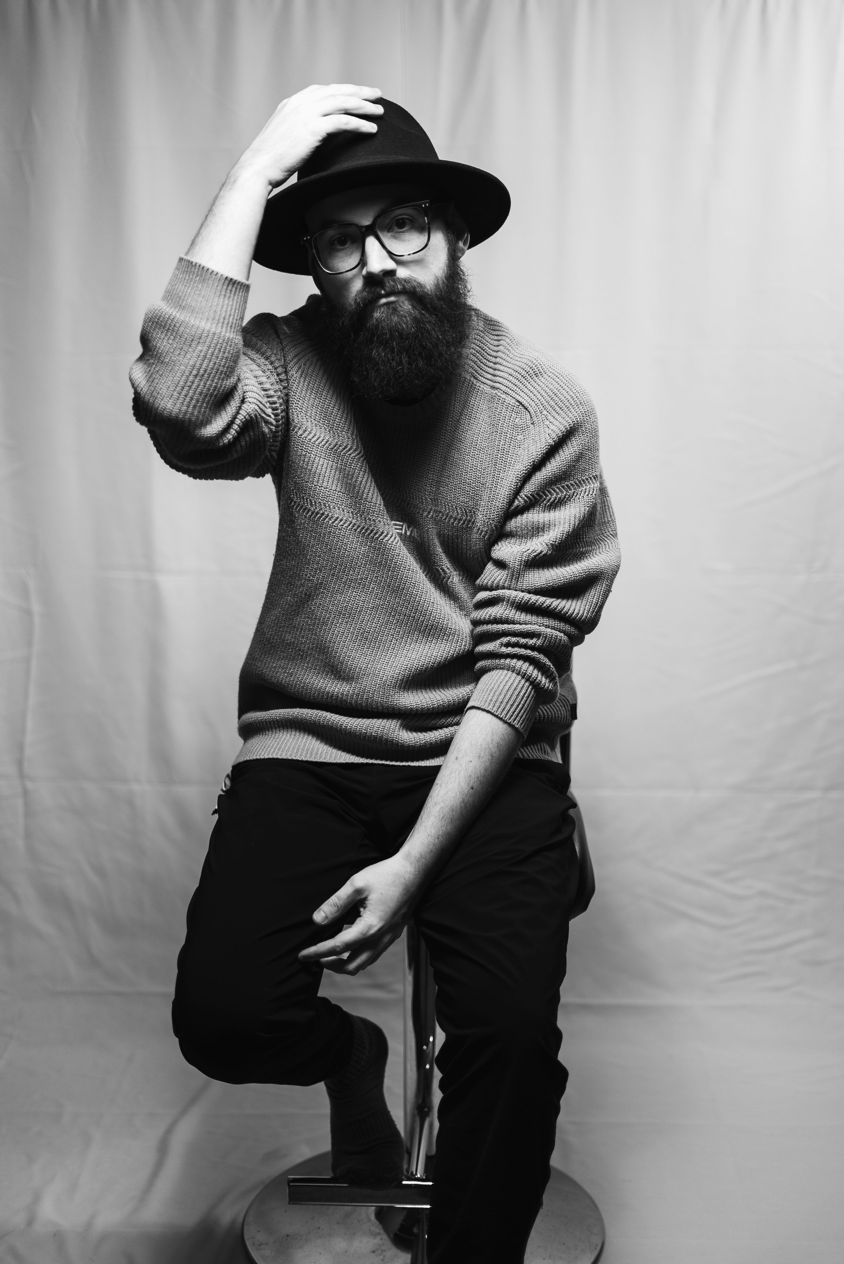 Black and White Portrait of Bearded Man with Hat · Free Stock Photo