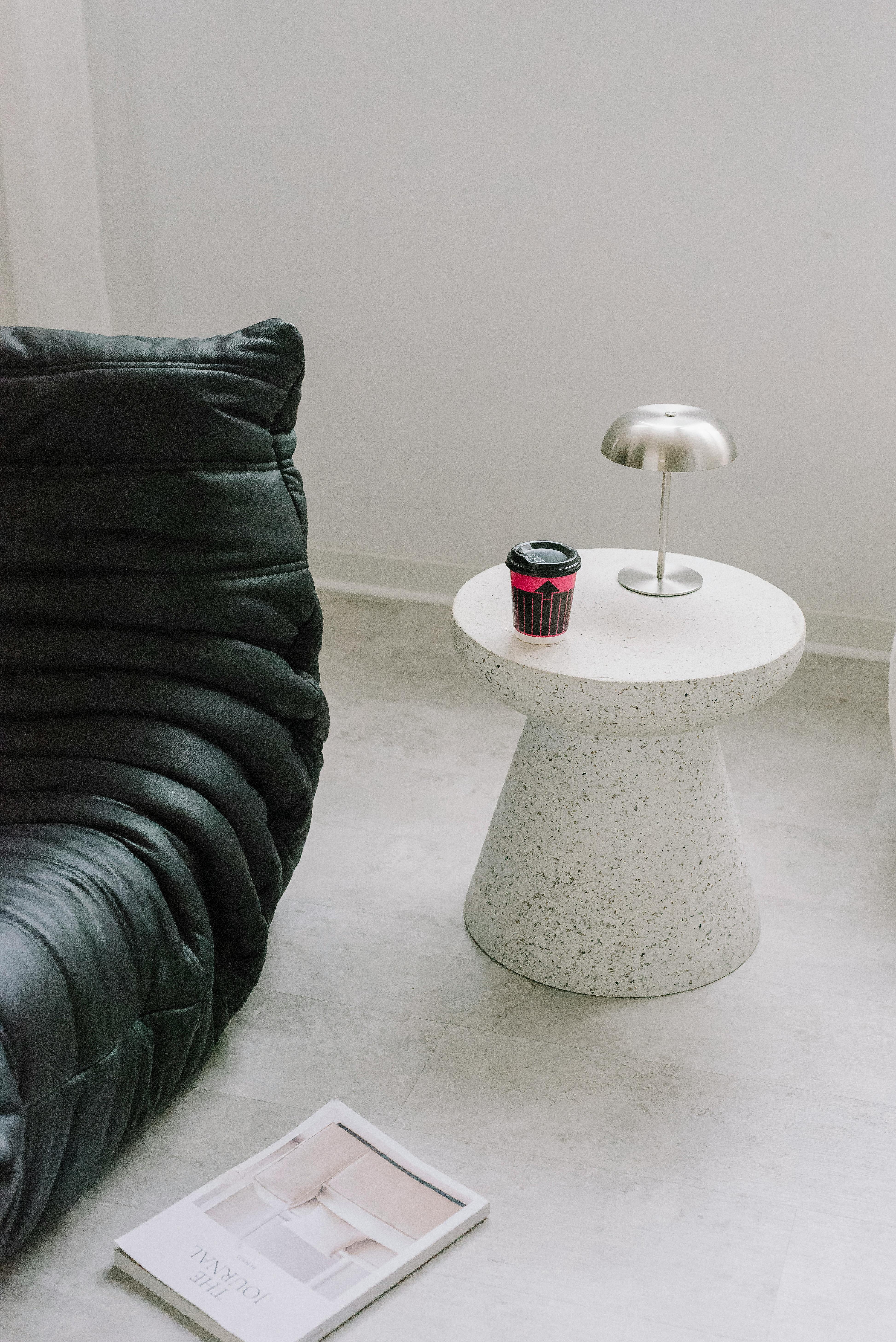 Stylish minimalist living room with chic decor and modern furniture.