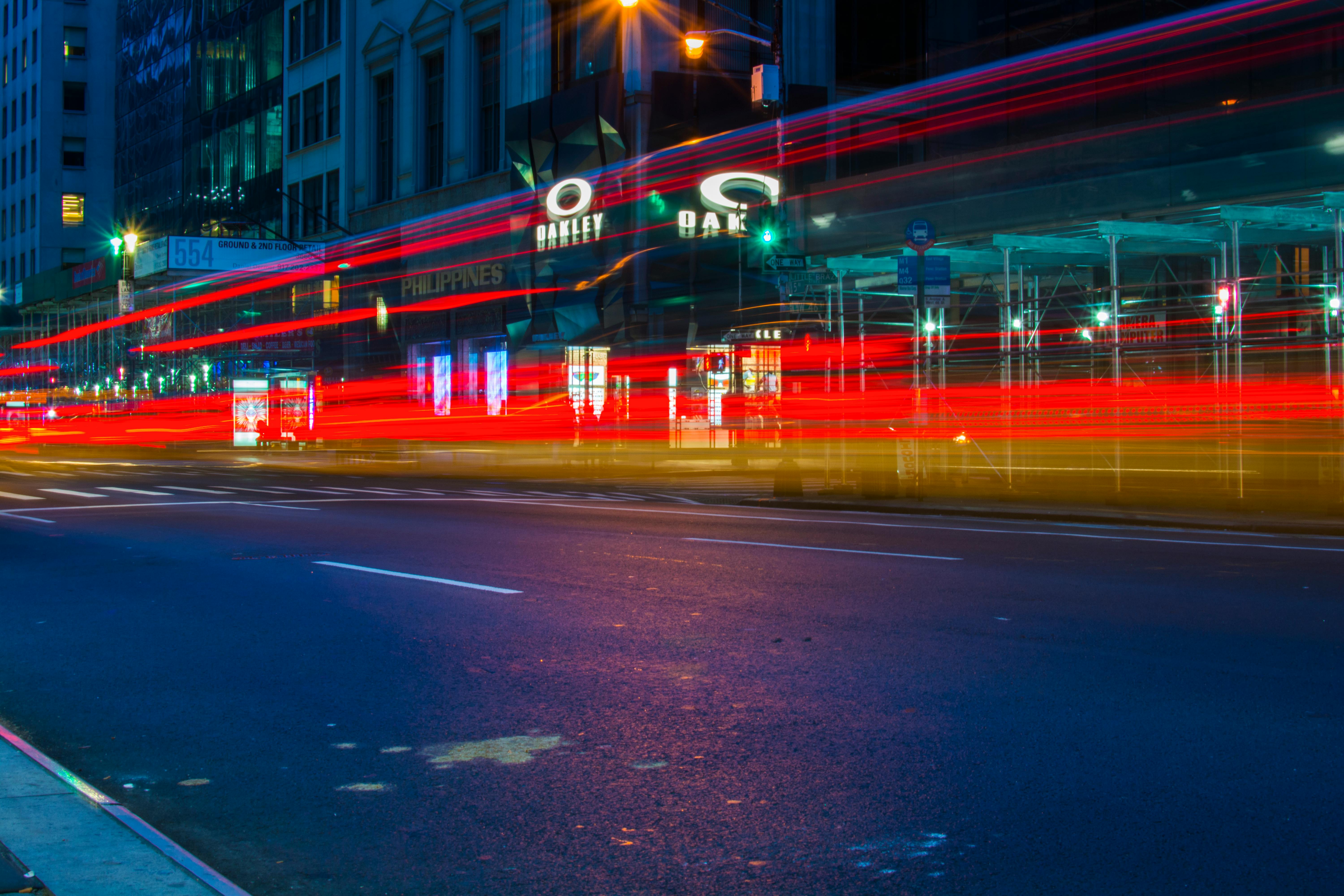 time lapse photography of road