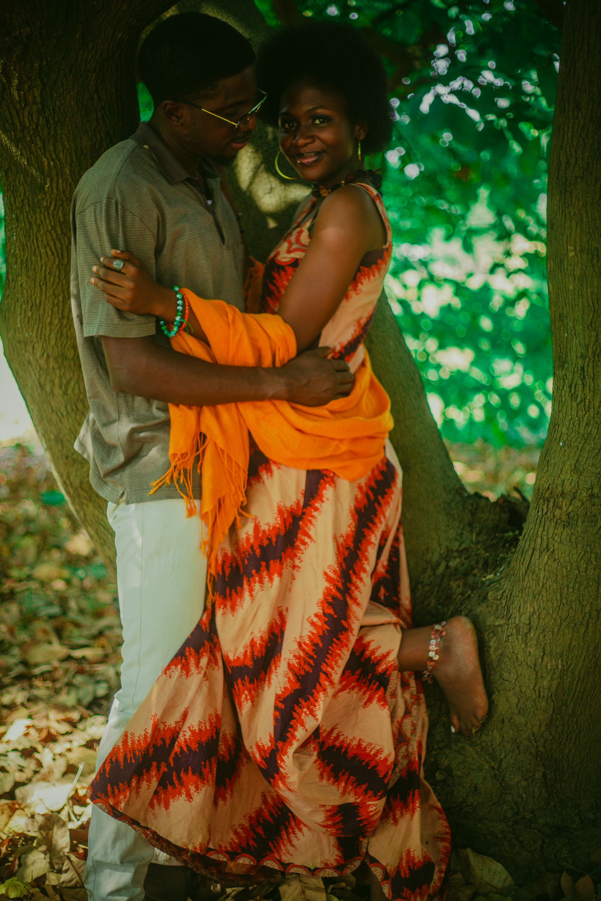 Romantic African Couple Embracing in Nature · Free Stock Photo