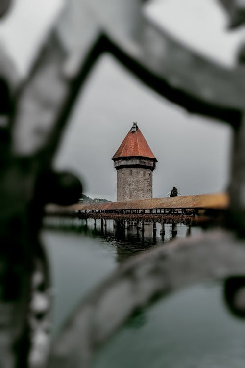 Gray and Red Concrete Building