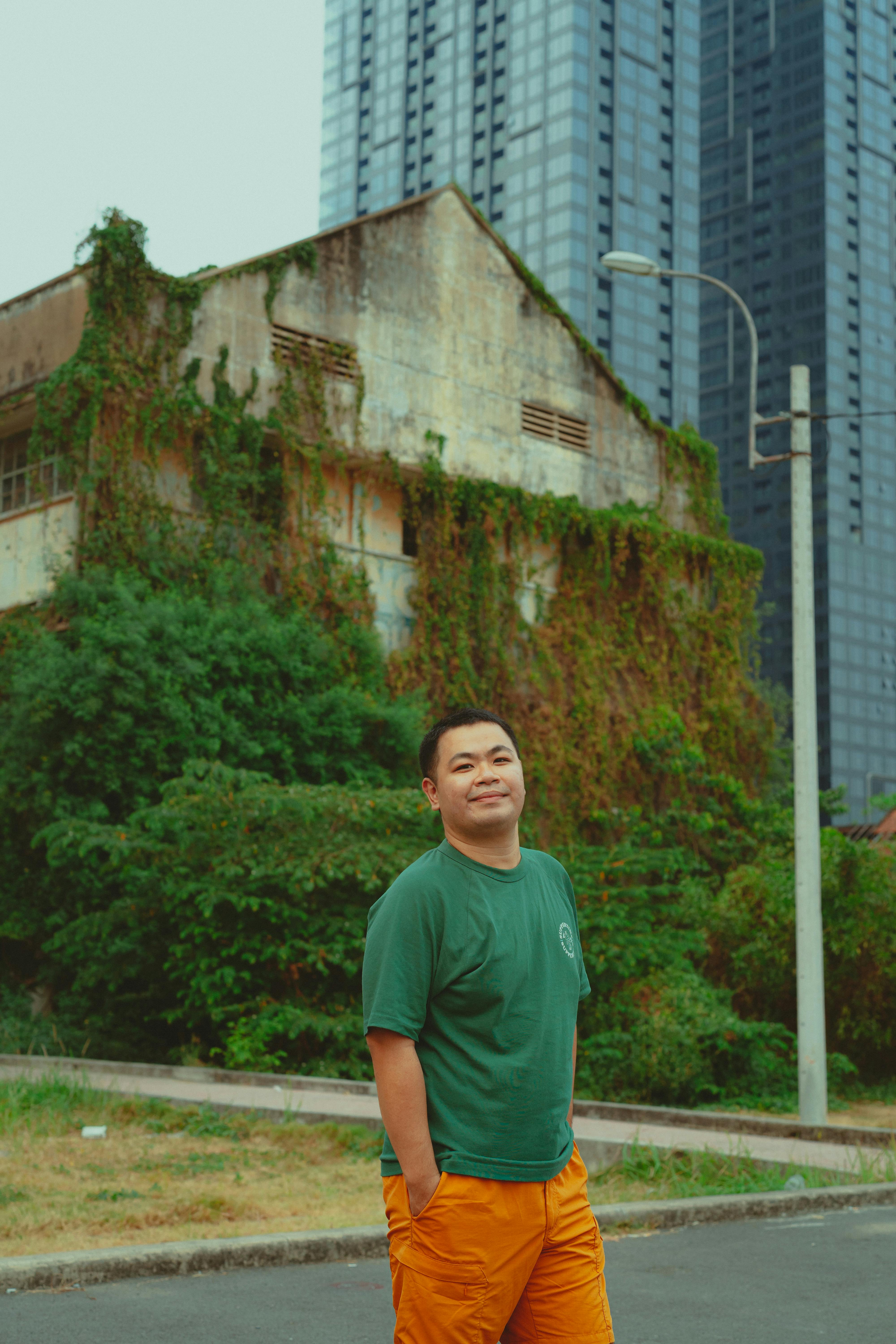 man posing in urban ho chi minh city setting