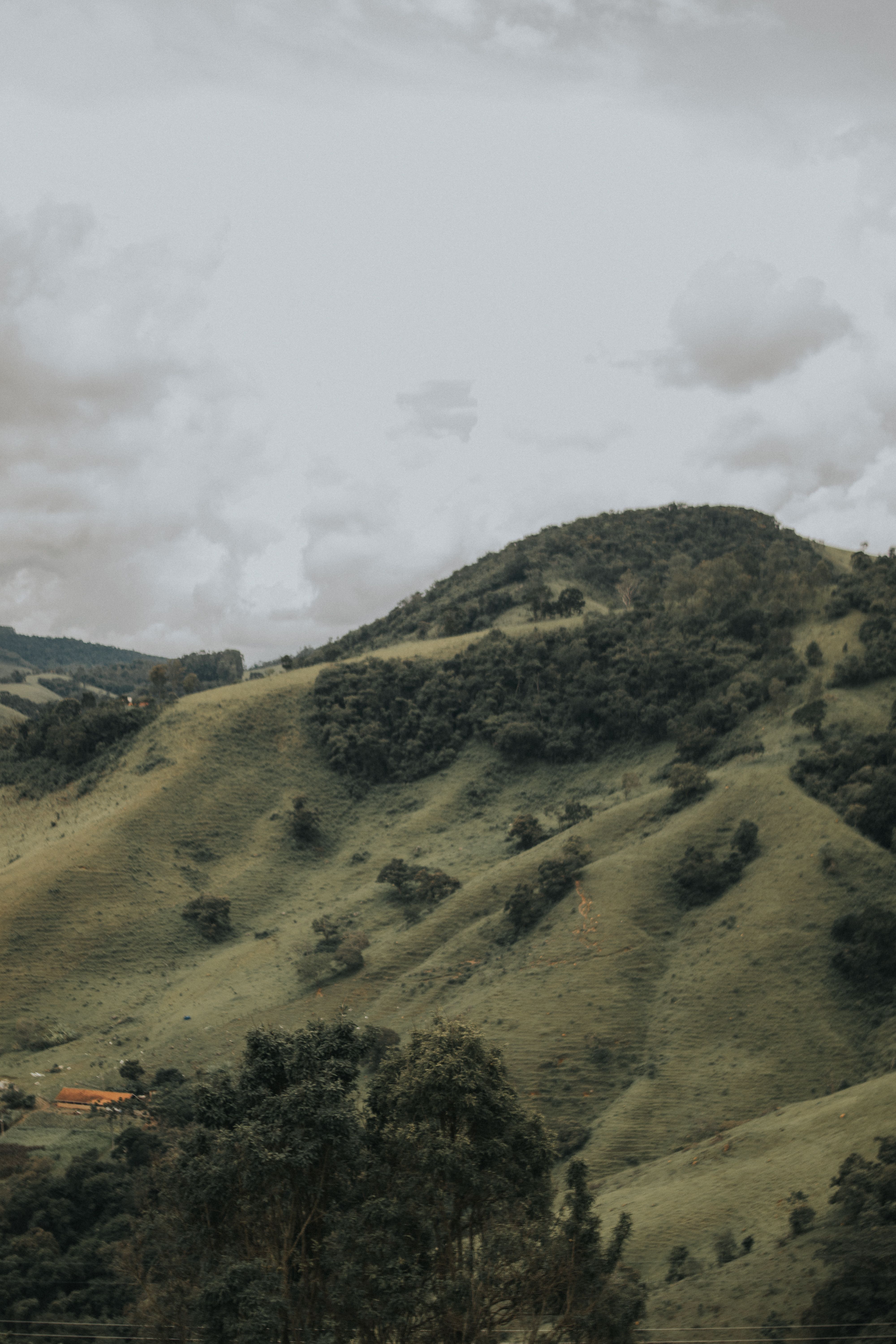 Scenic View of Lush Green Hills Under Cloudy Sky · Free Stock Photo
