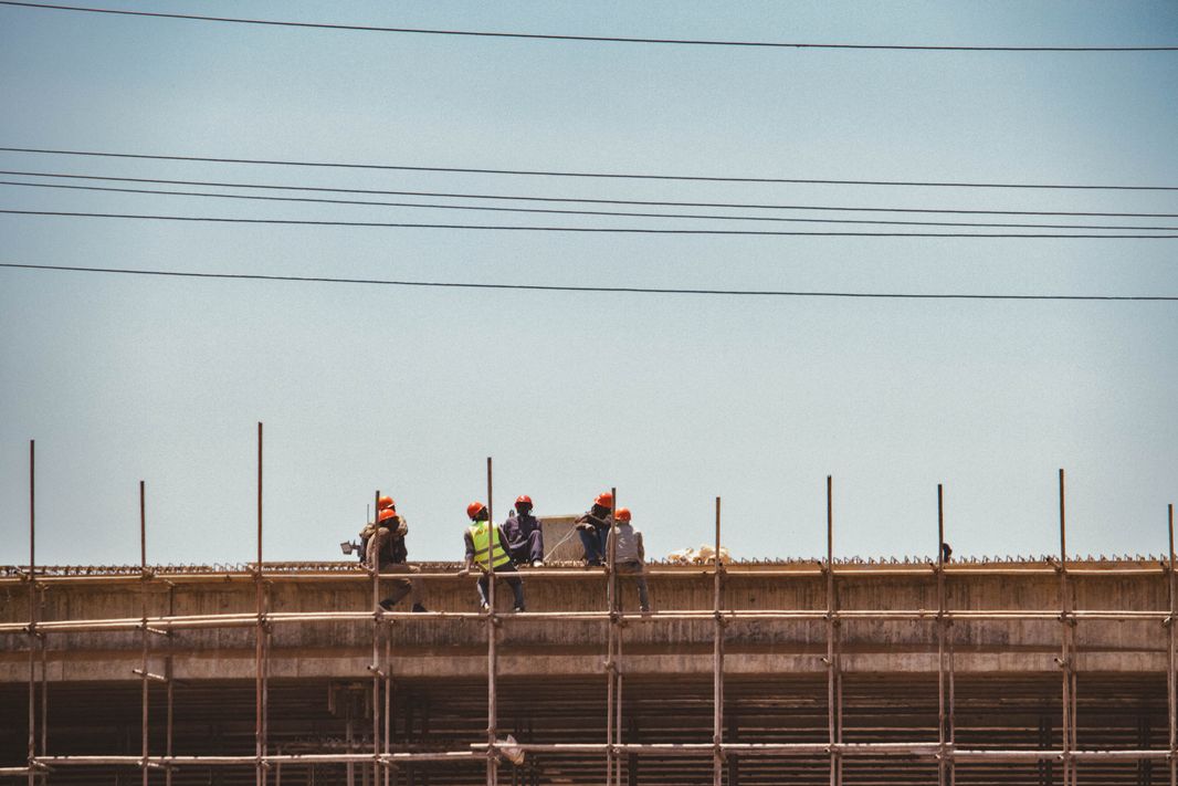 Construction site with building materials
