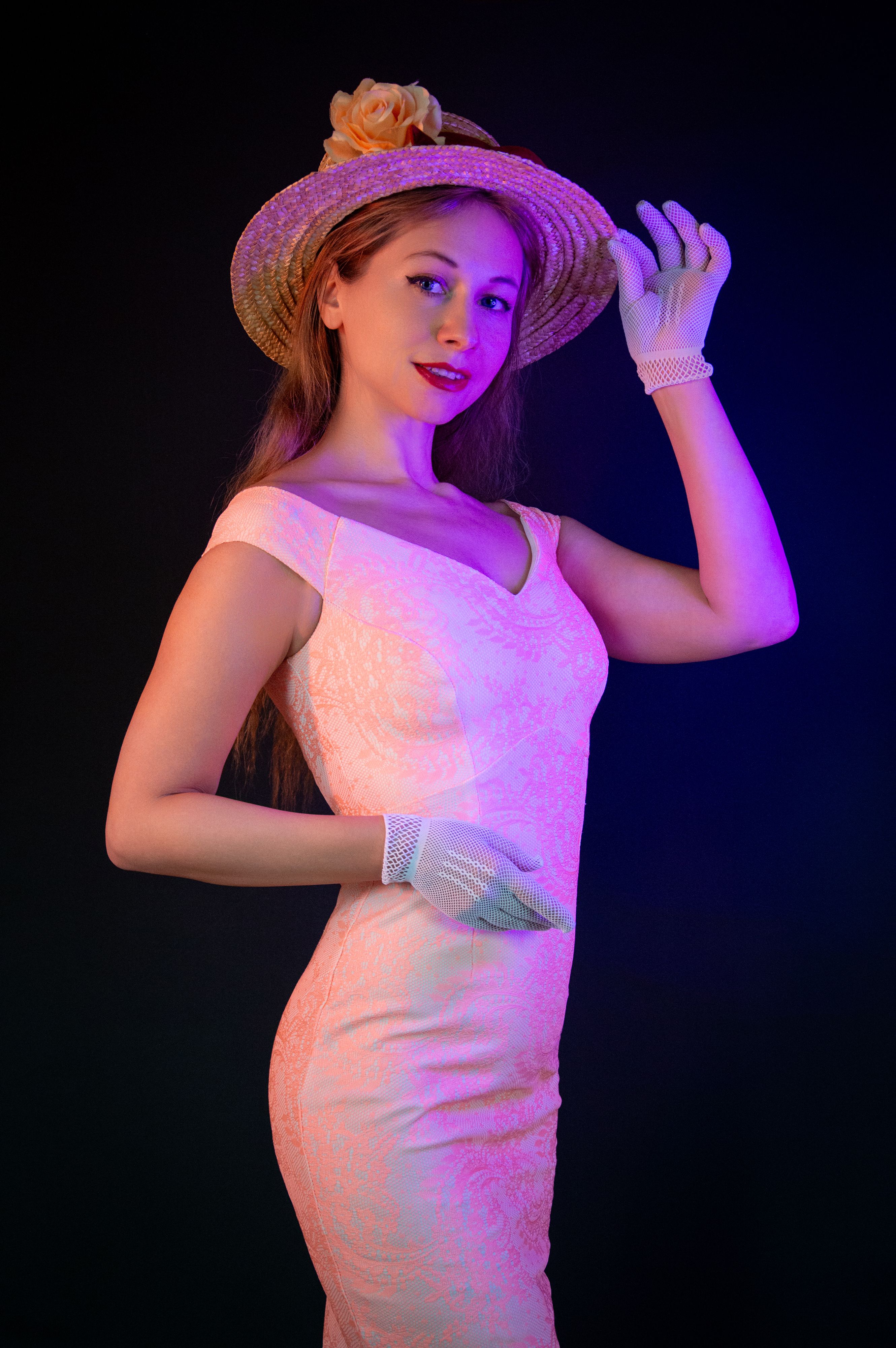 Elegant Woman Posing in Vintage Pink Dress · Free Stock Photo