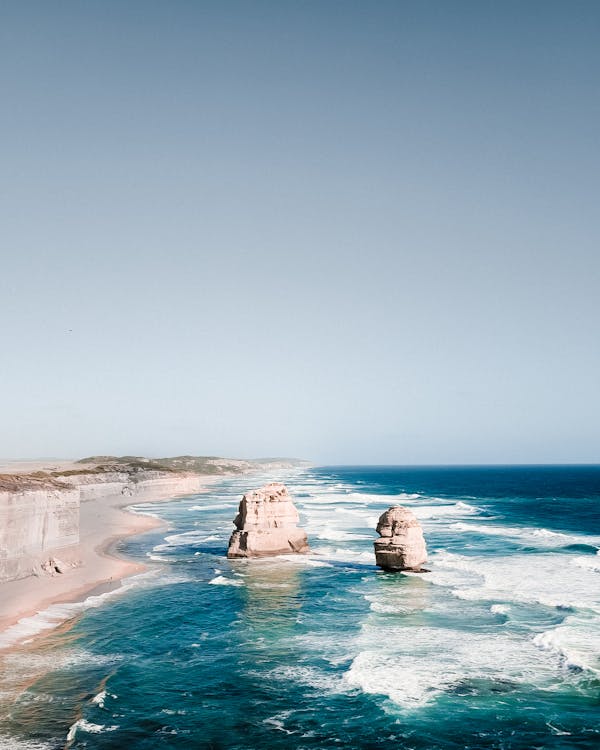 Scenic aerial view of the Twelve Apostles along the Great Ocean Road