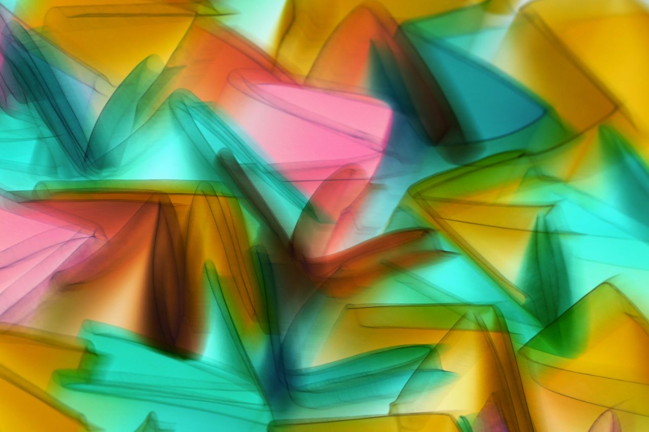 vibrant abstract art featuring colorful layered geometric shapes