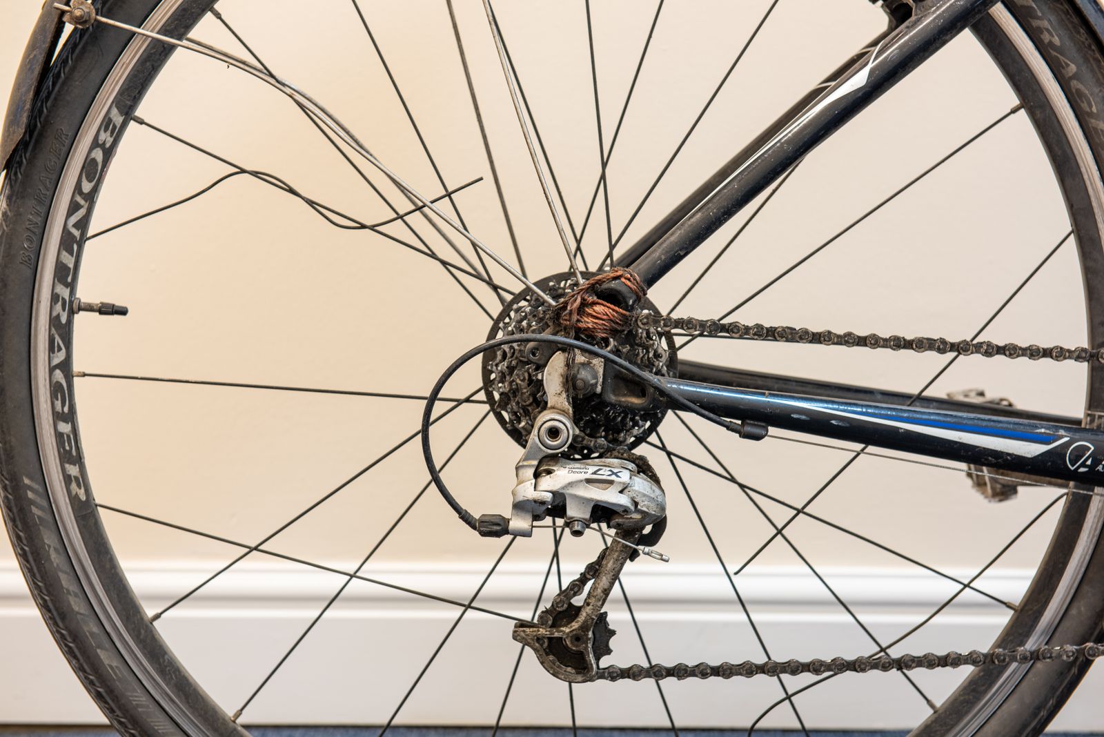 Damaged bicycle wheel and spokes
