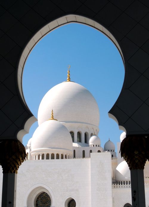 Free Stunning architectural detail of Sheikh Zayed Grand Mosque in Abu Dhabi, UAE. Stock Photo