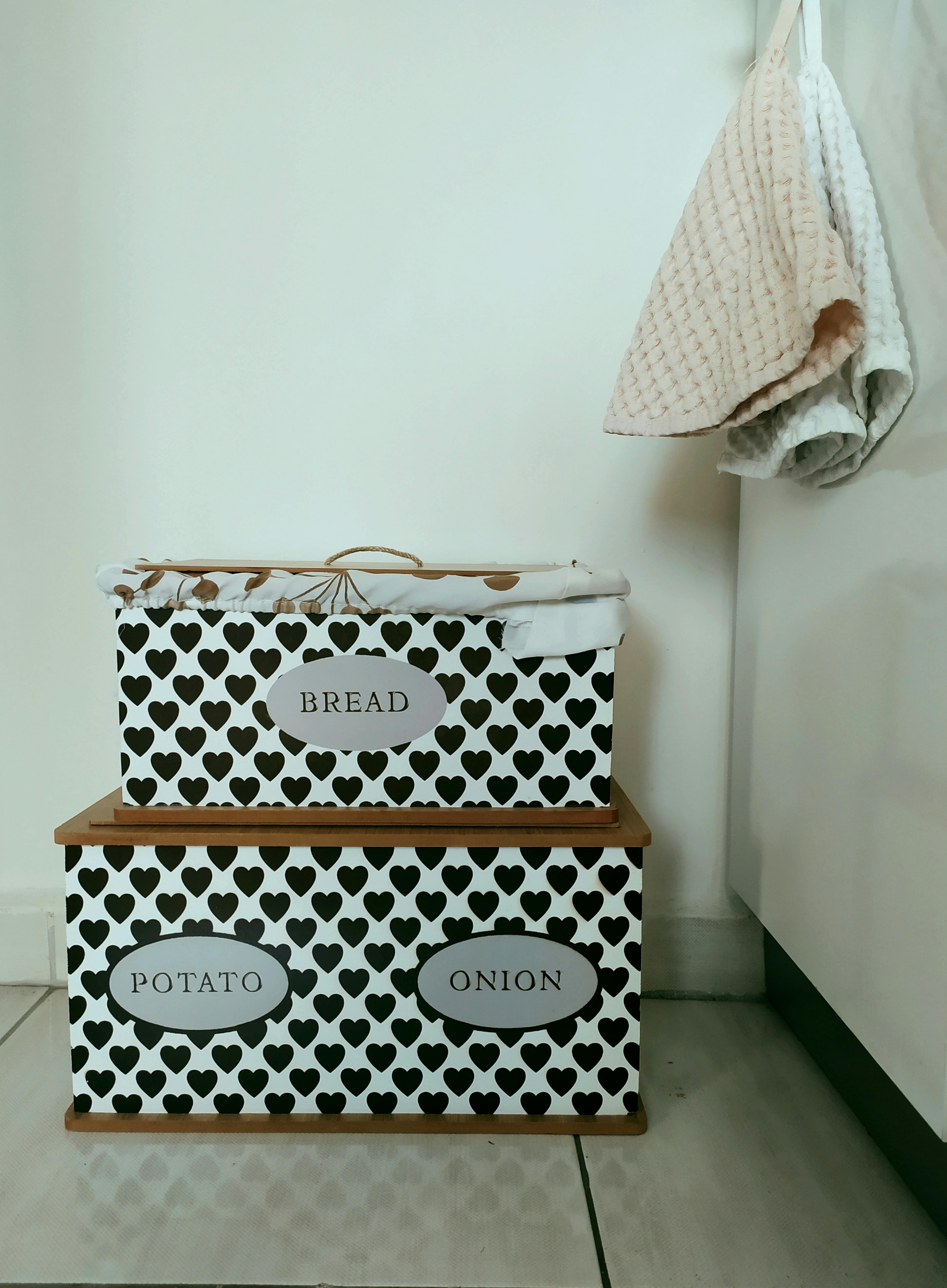 Decorative Kitchen Storage Boxes with Heart Patterns ?? Free Stock Photo