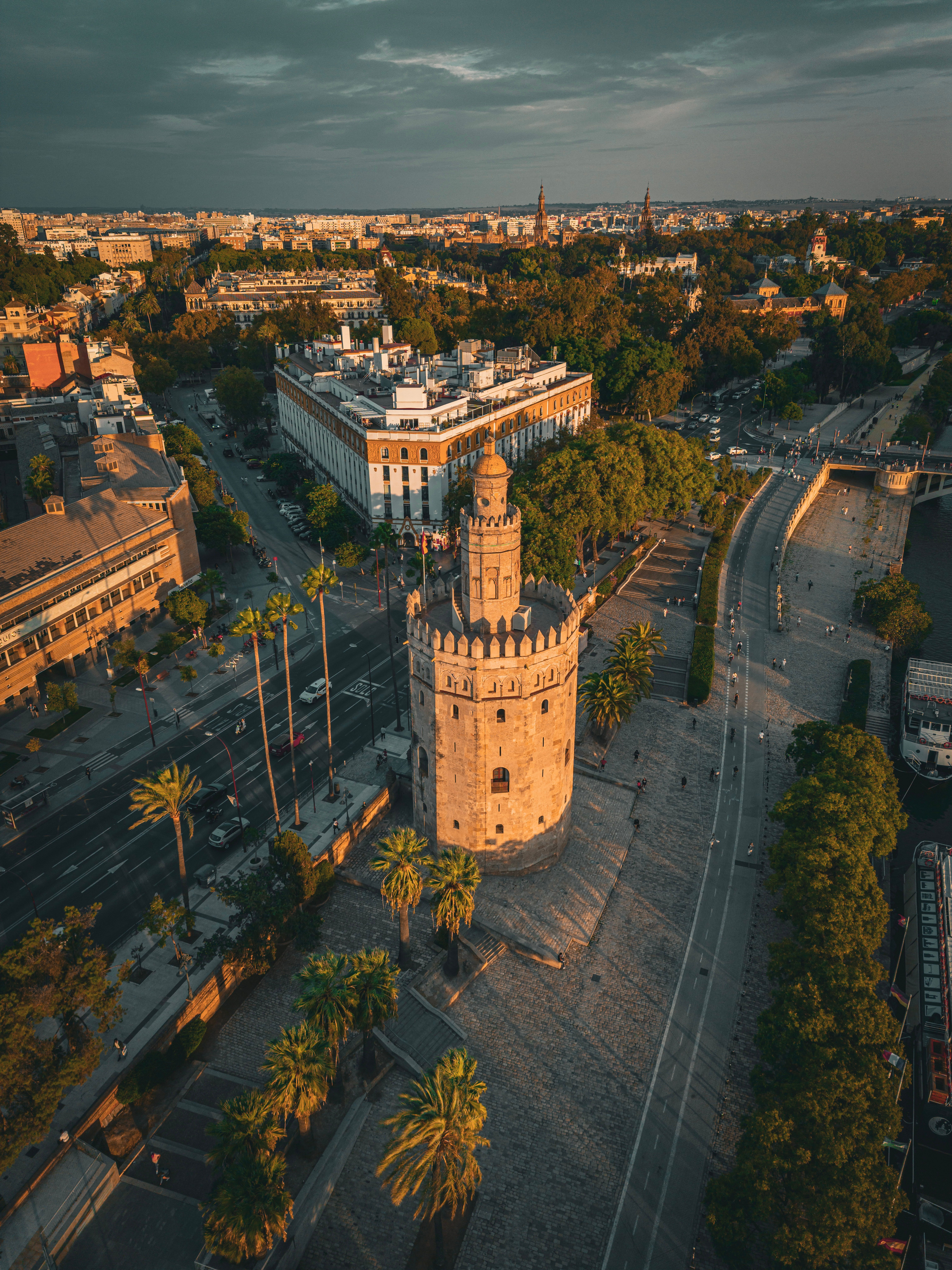 Aerial View of Torre del Oro in Seville, Spain · Free Stock Photo