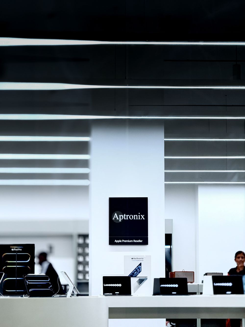 Modern technology showroom interior with display areas