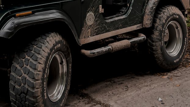 Muddy off-road jeep in Arhavi, Artvin, Türkiye, showcasing adventure travel.