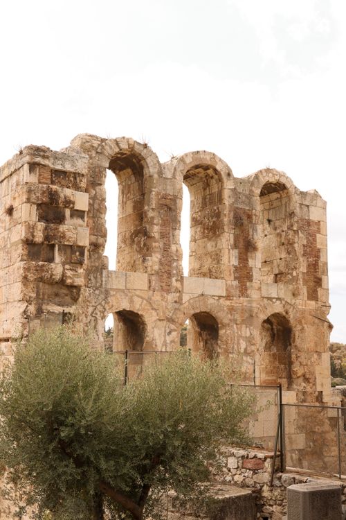Free Historic arches of the ancient Odeon of Herodes Atticus in Athens, Greece. Stock Photo