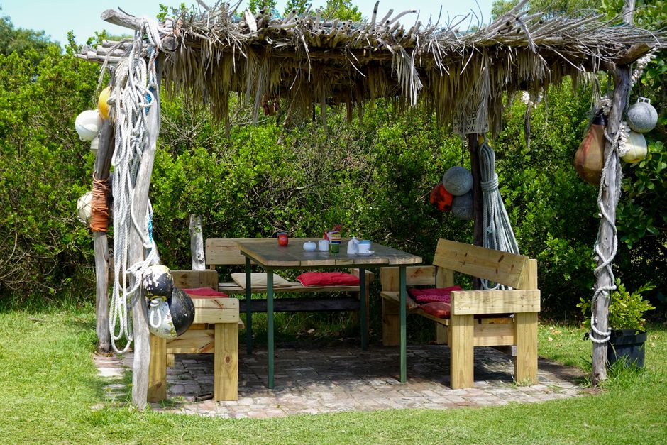 Planten in gerecyclede potten op eco-veranda. Planten in gerecyclede potten op eco-veranda.