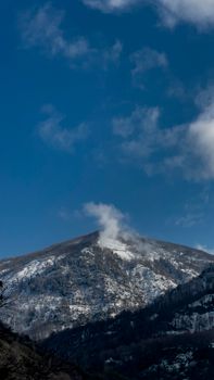 Breathtaking view of a snow-covered mountain in Arhavi, Artvin, Türkiye.