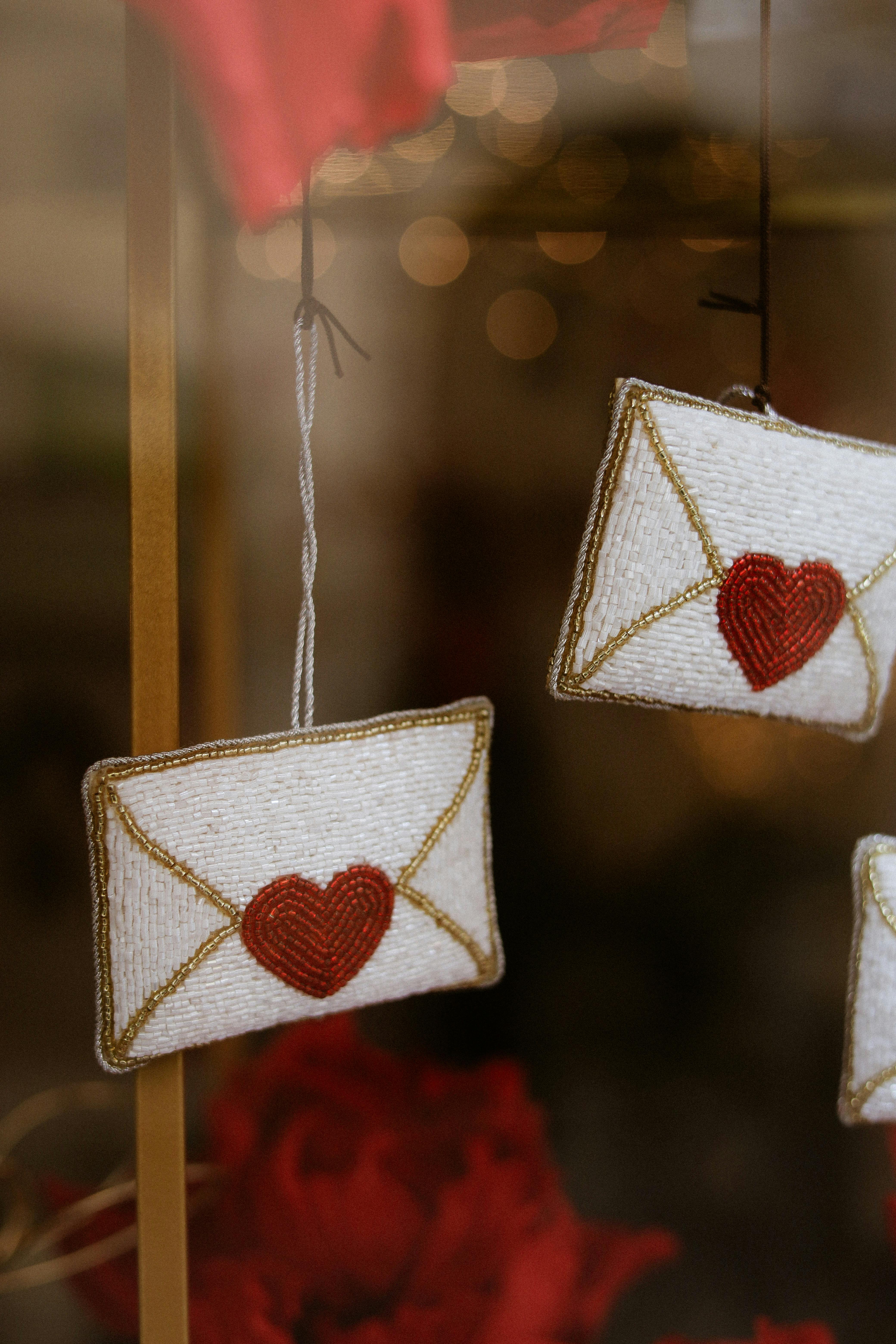 Charming beaded heart letters decor, perfect for Valentine's Day ambiance.