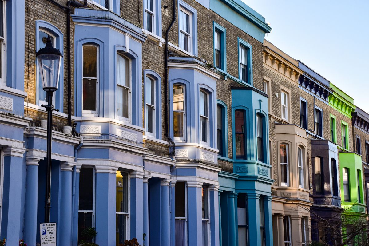 Row of restored Victorian terraced houses
