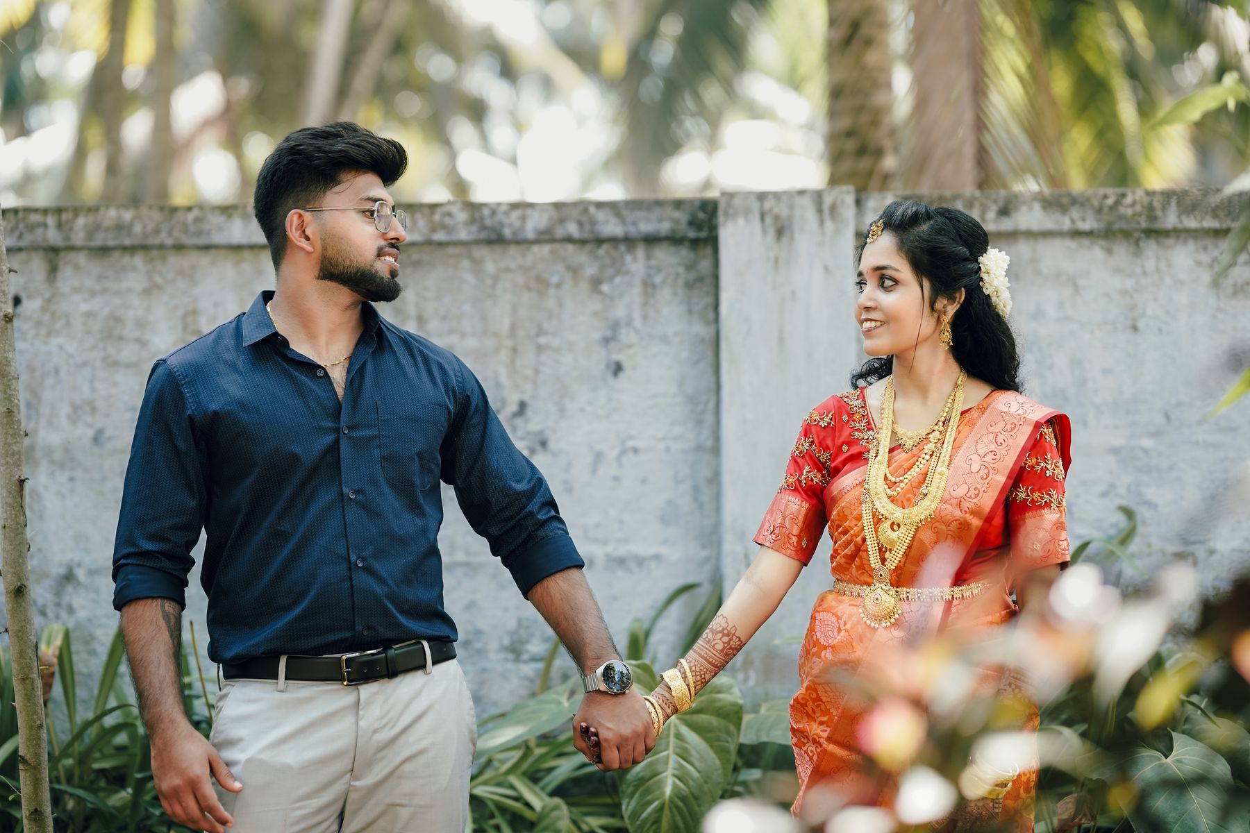 Traditional South Indian bride and groom