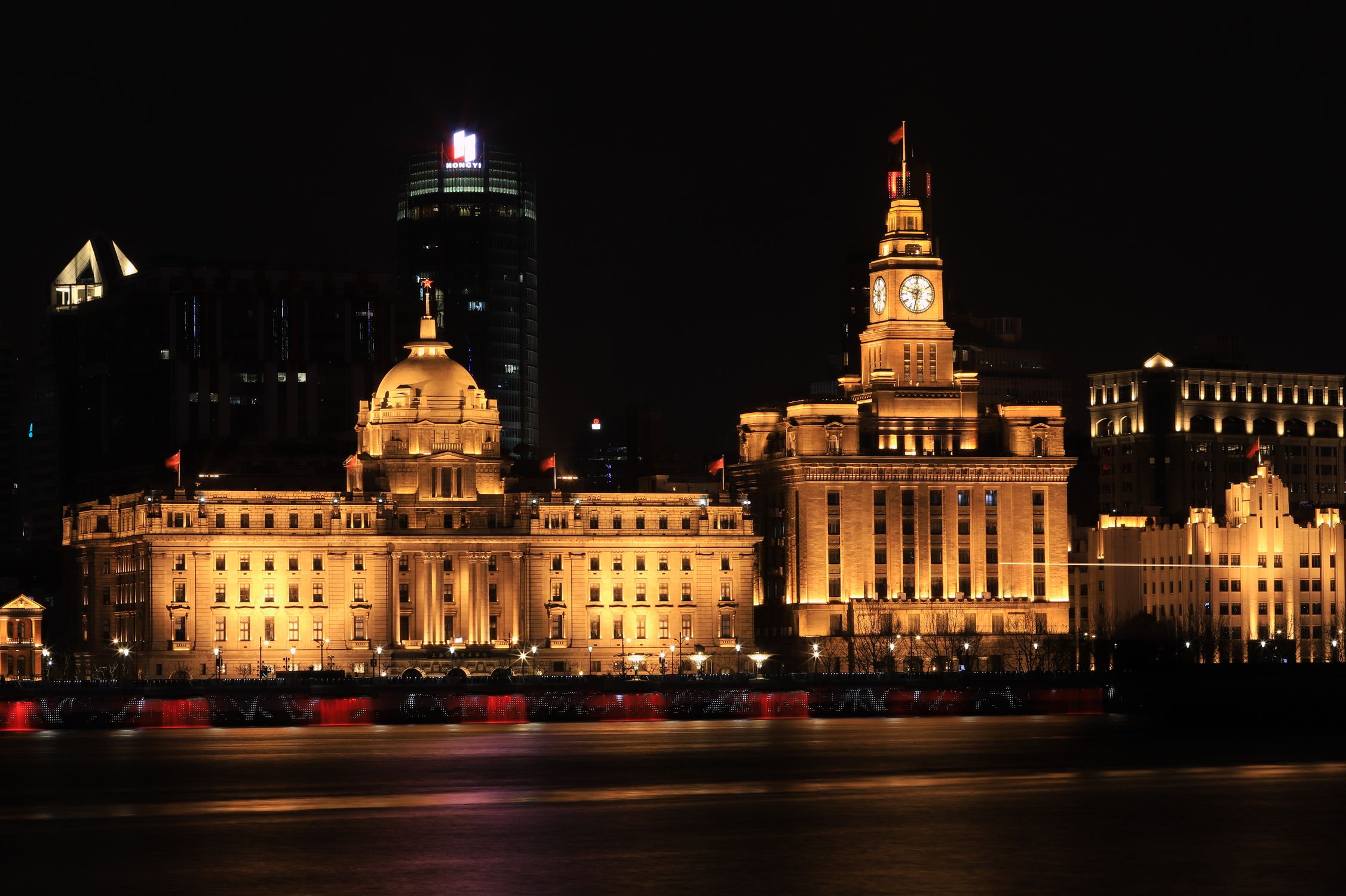 Shanghai Bund Waterfront Skyline At Night Free Stock Photo shanghai-bund-waterfront-skyline-at-night-free-stock-photo