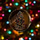 让一棵色彩缤纷的树倒映在闪亮的装饰品中，捕捉圣诞节的魔力