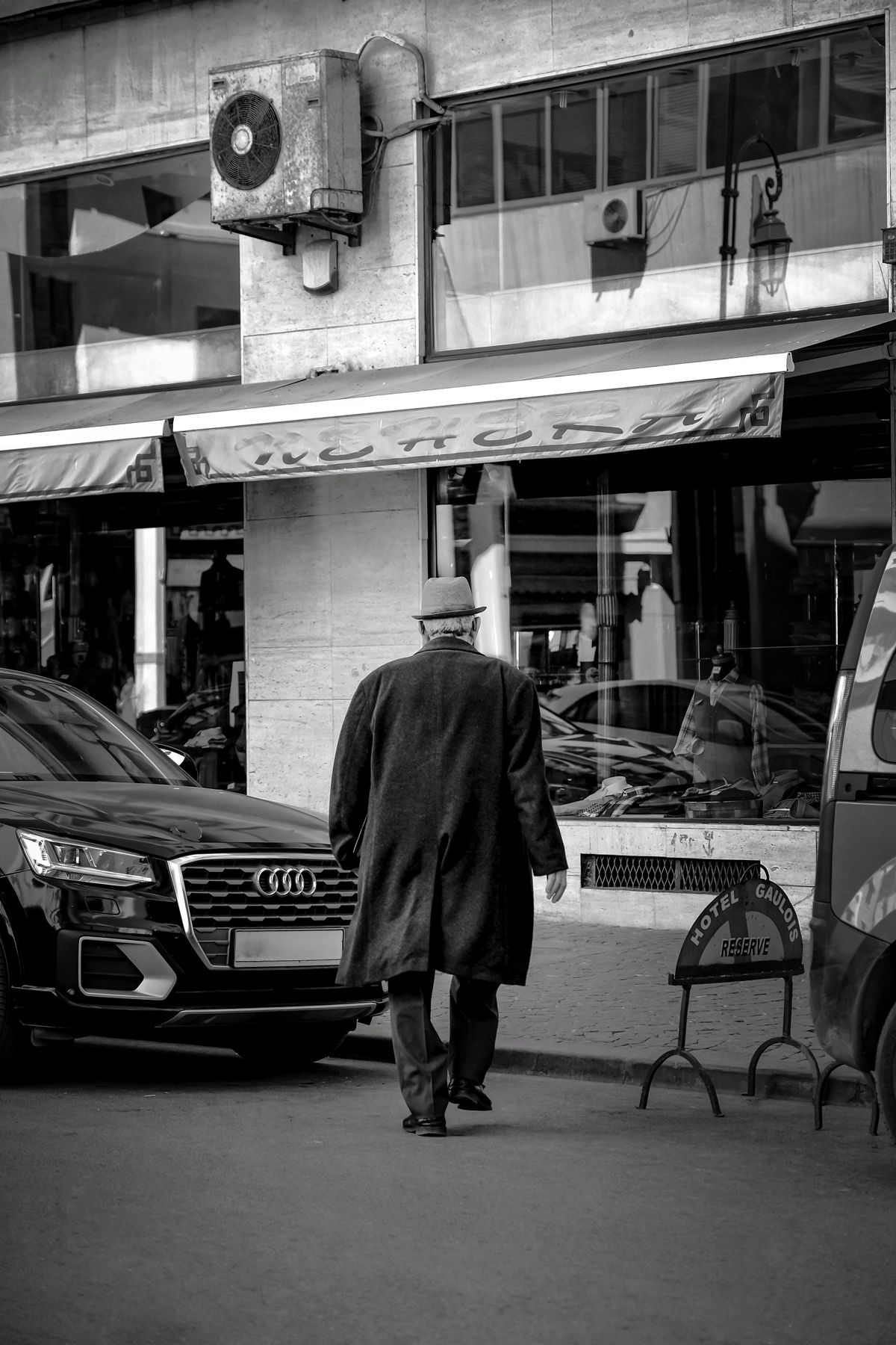 Vintage Car Mural Wallpaper | Black and White Urban Scene main image 1