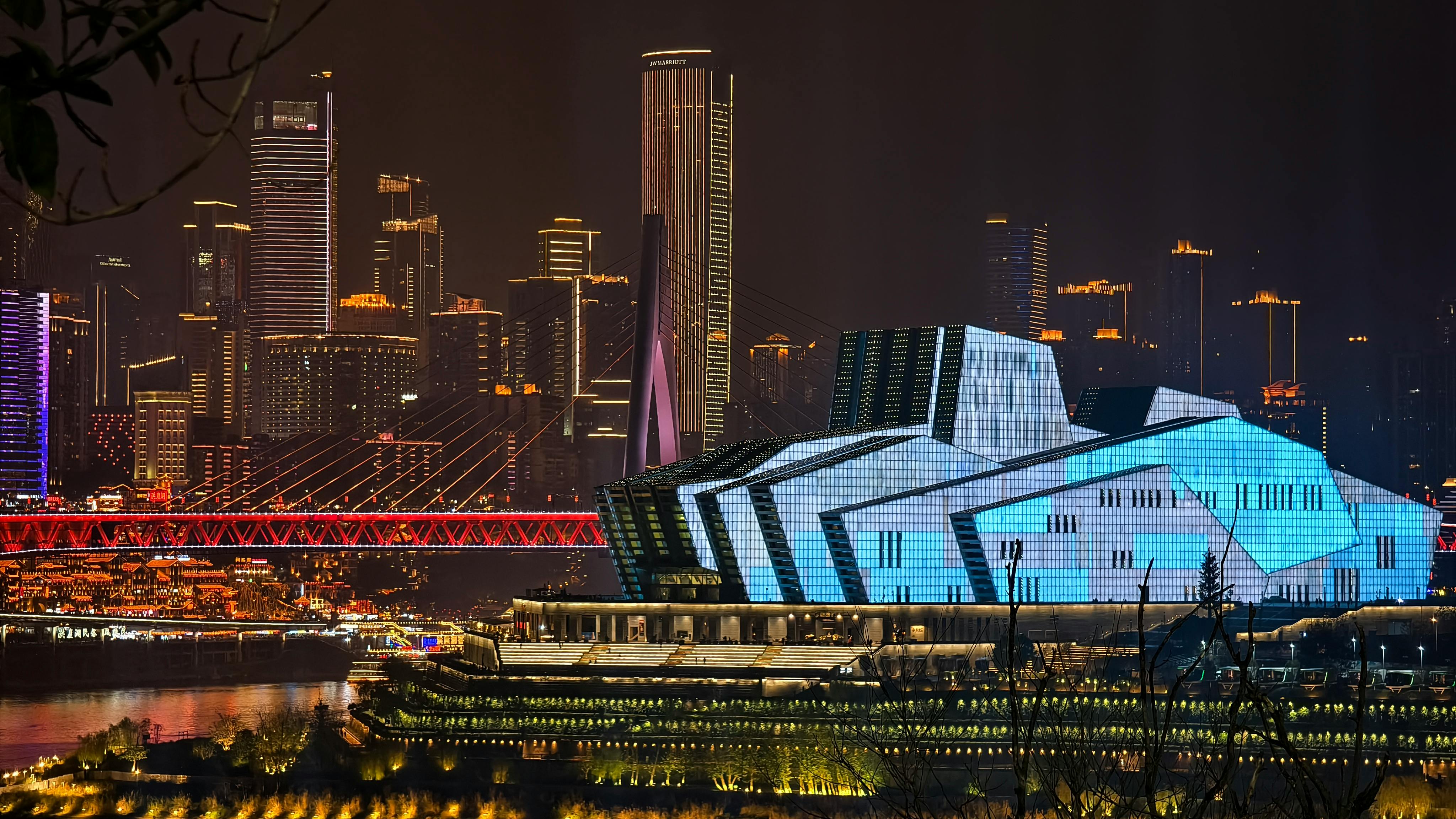 vibrant night view of chongqing skyline