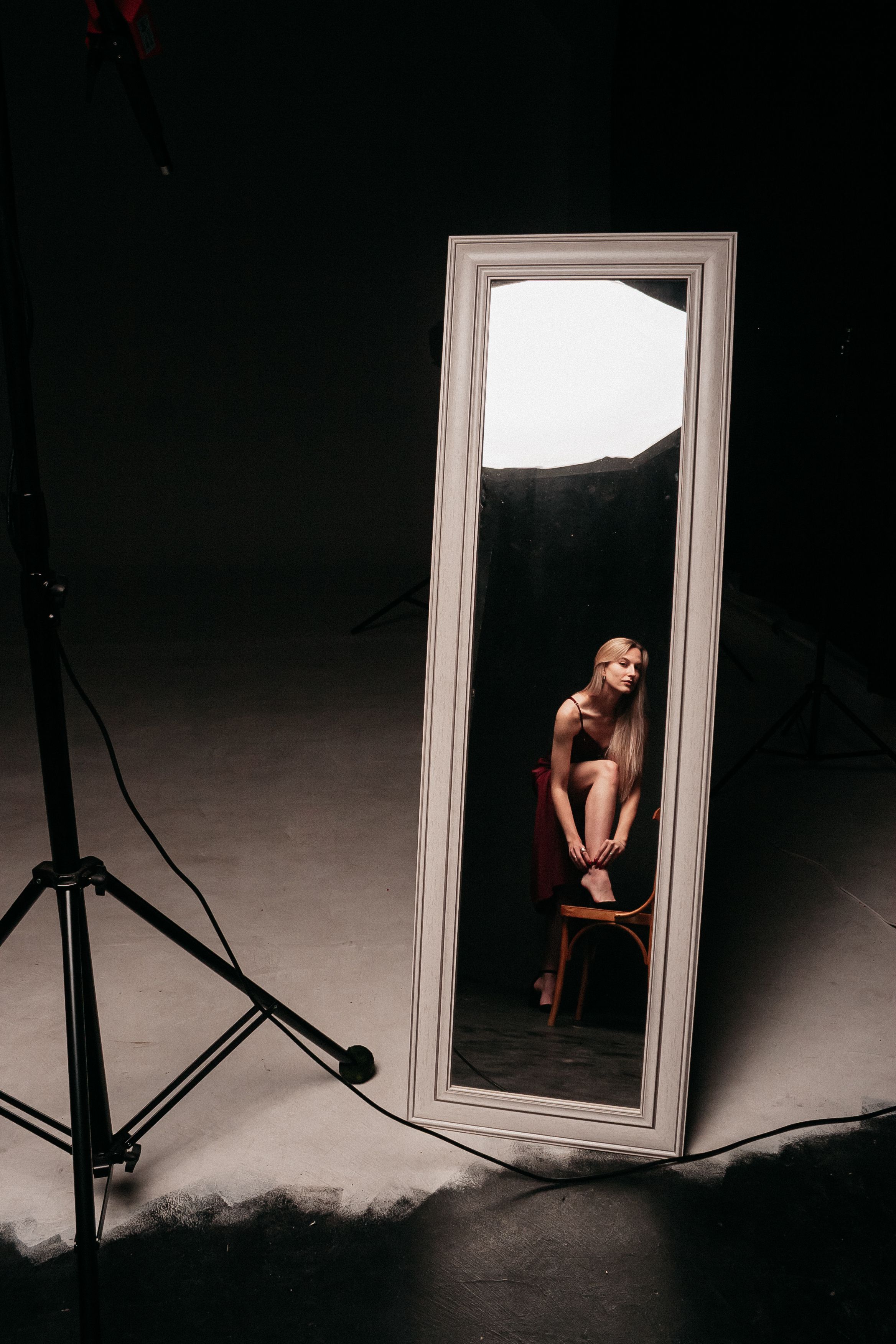 Artistic Portrait of Woman Reflected in Mirror · Free Stock Photo