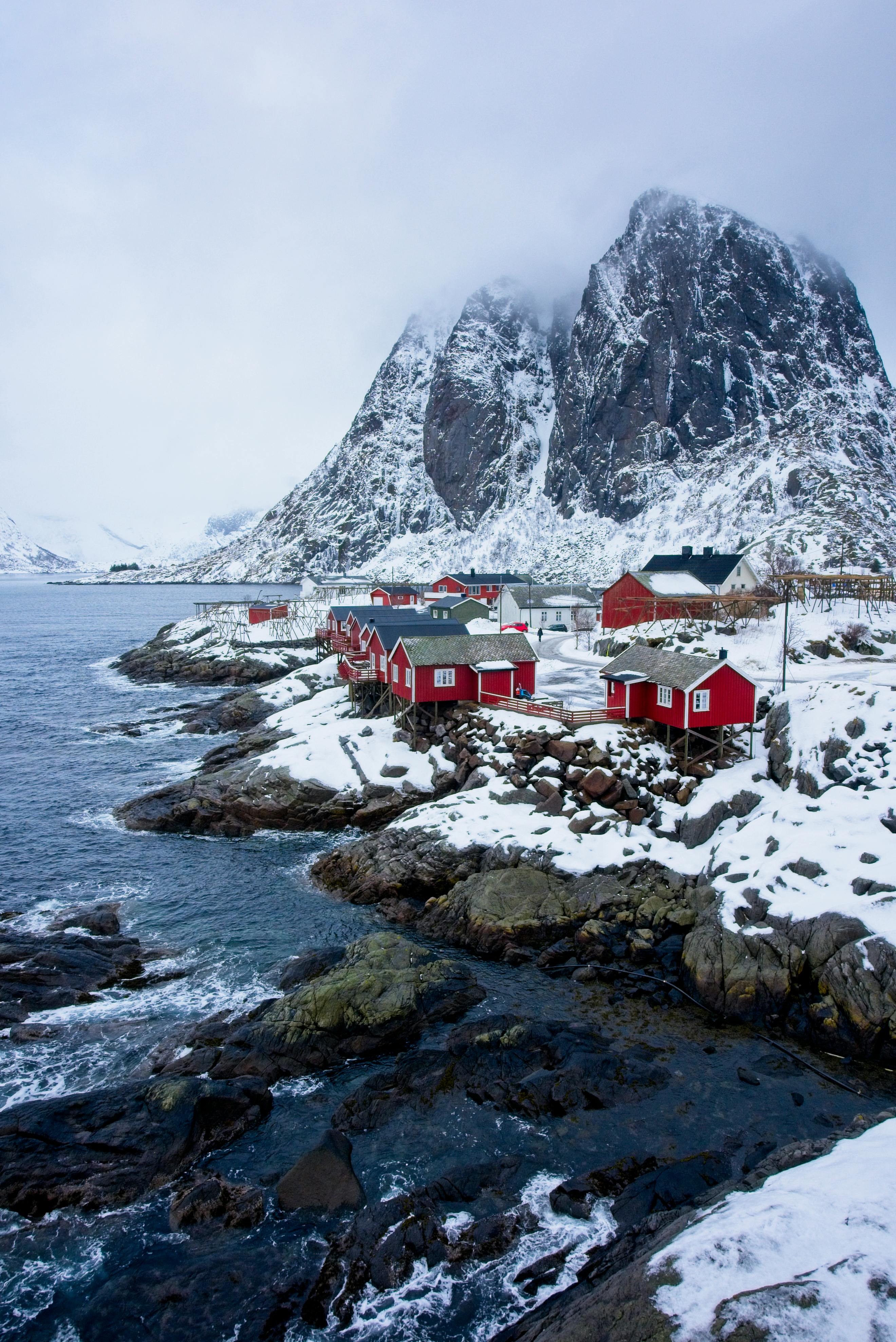 scenic winter view of hamnoy in lofoten norway