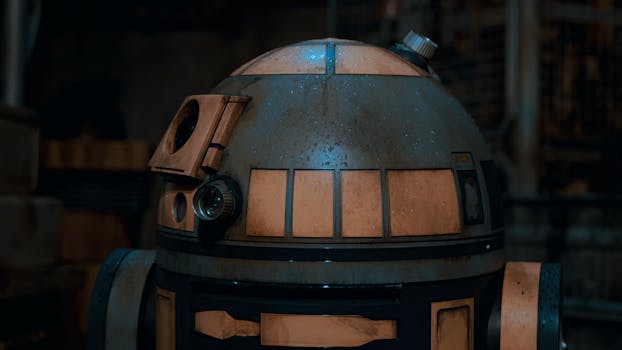 Moody cinematic photo of a sci-fi droid at Galaxy's Edge in Florida.