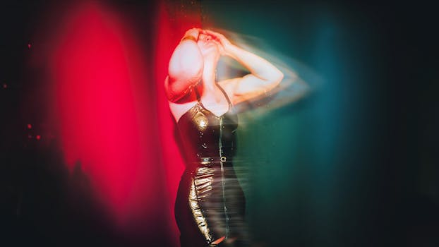 A dynamic abstract portrait featuring vibrant colors and lighting effects, creating a cinematic and artistic mood.