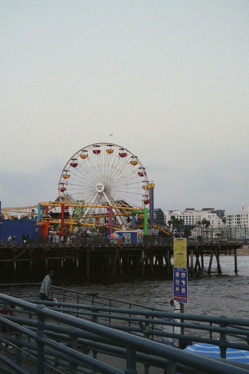 Santa Monica Pier Ferris wheel at dusk