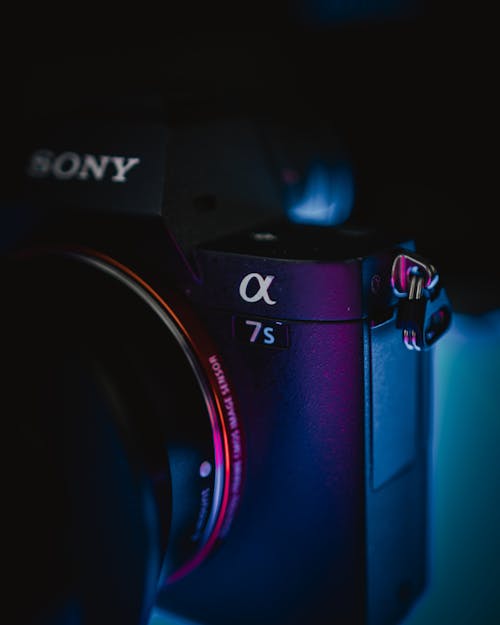 Black and Purple Sony Camera
