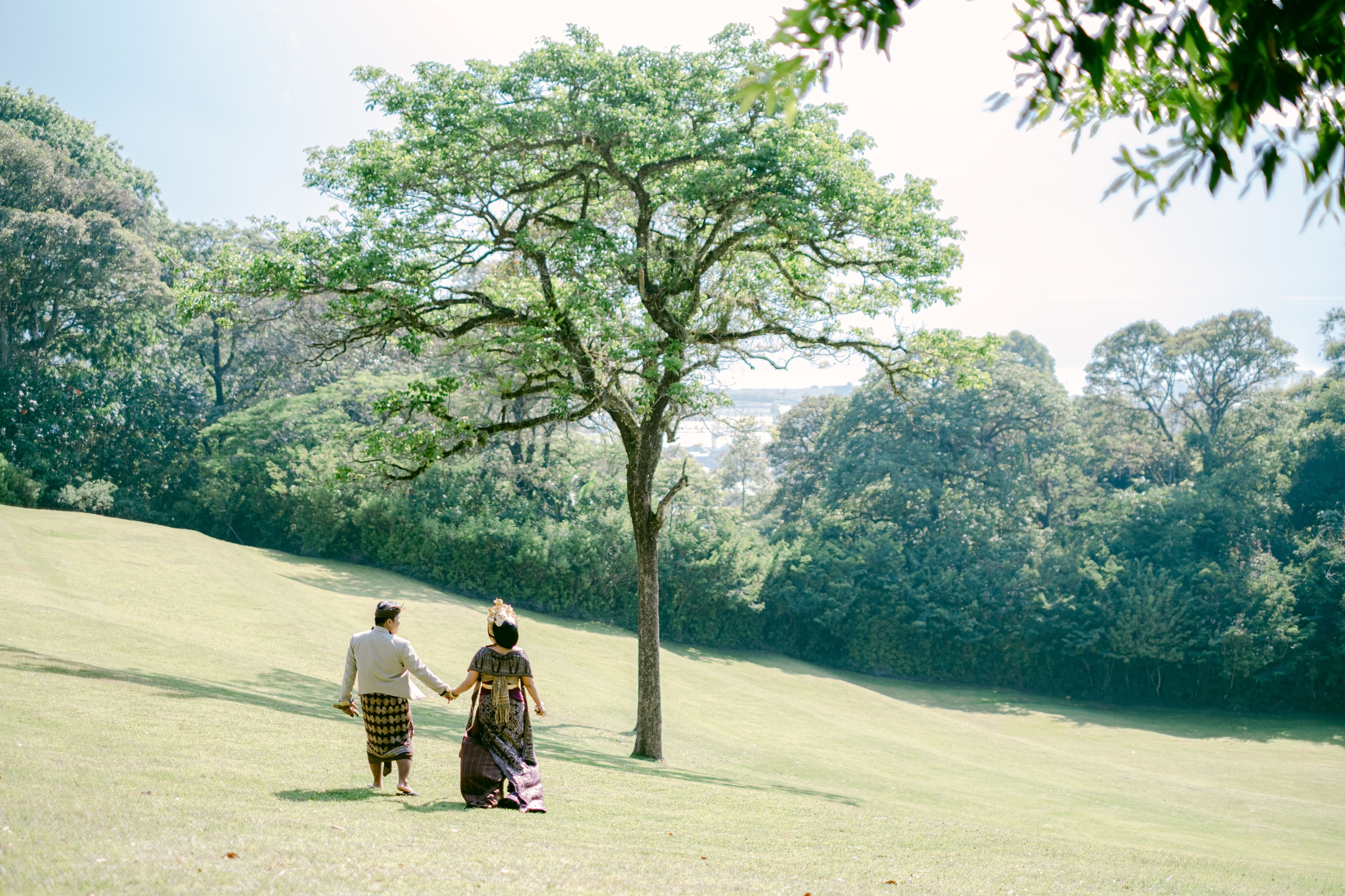 Couple Walking Hand in Hand in Lush Green Park · Free Stock Photo