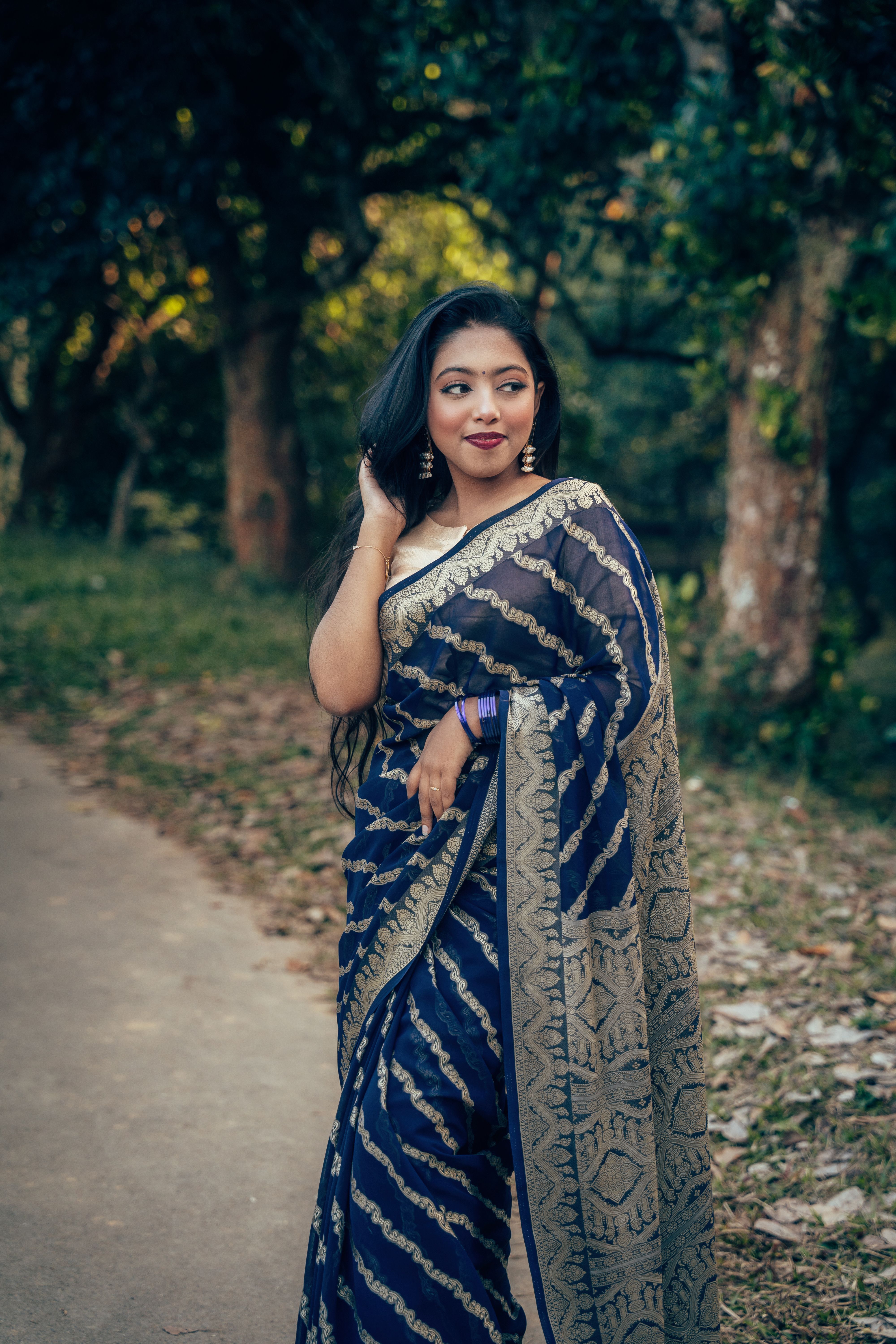 Elegant Woman in Saree Outdoors in Comilla · Free Stock Photo
