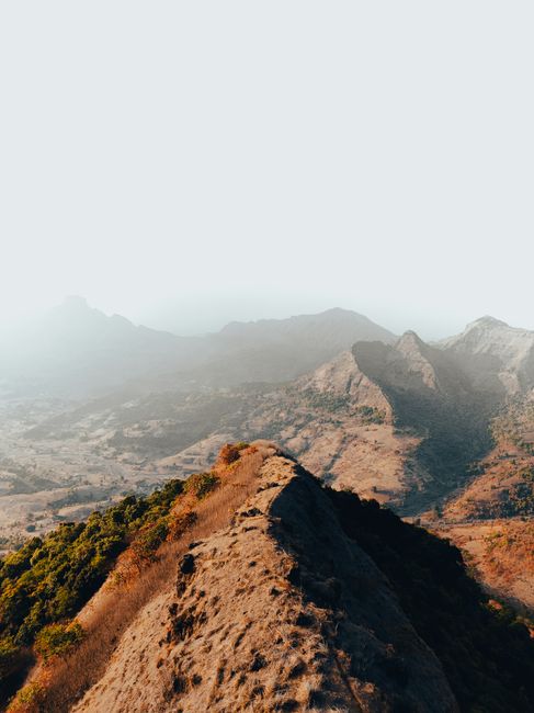 Stunning view of Indian mountain range with clear sky and vibrant landscape colors.