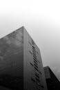 Modern High-Rise Building in Black and White
