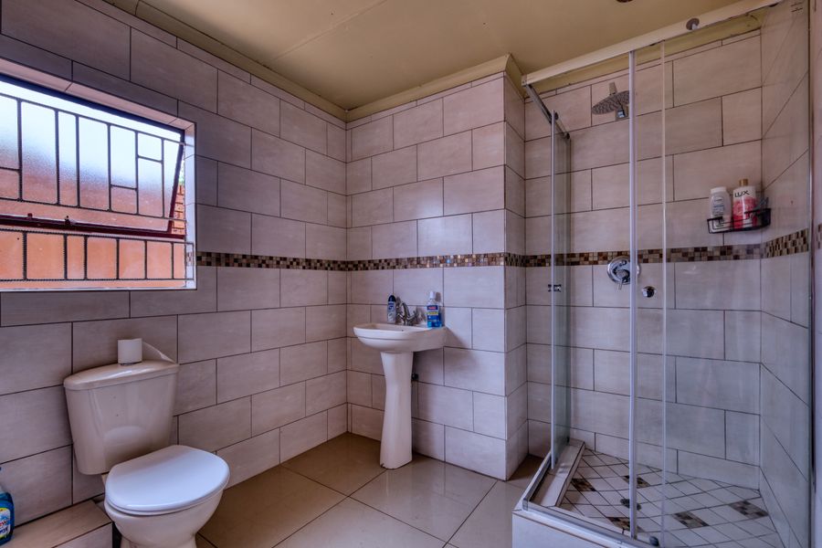 Modern completed bathroom with a freestanding tub