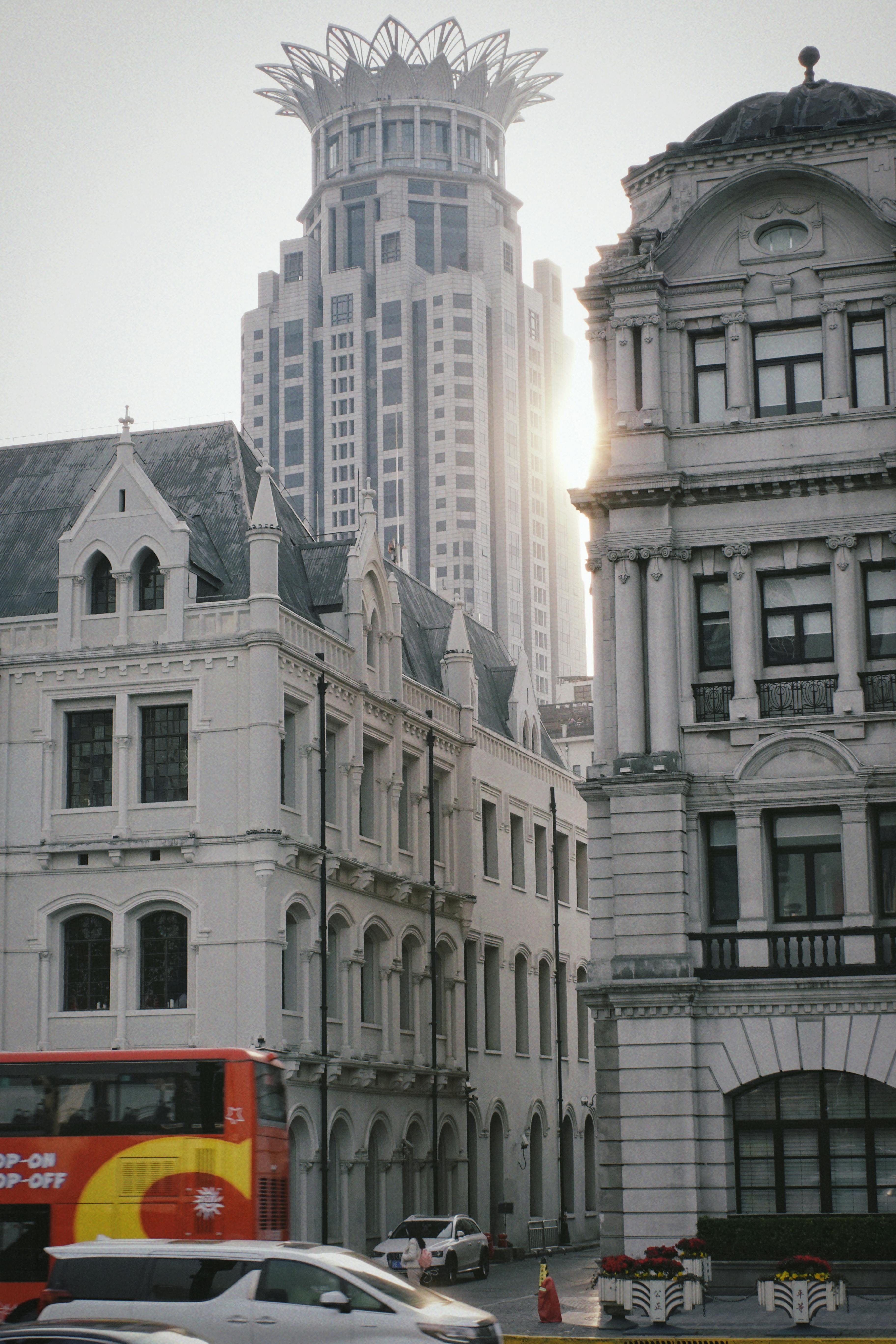 urban sunrise in shanghai s historic bund district