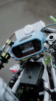 Detailed shot of a motorcycle dashboard during a race in Jakarta, Indonesia.