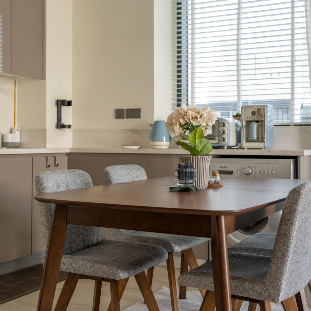 Kitchen Spraying in Primrose Hill — careful masking before painting begins
