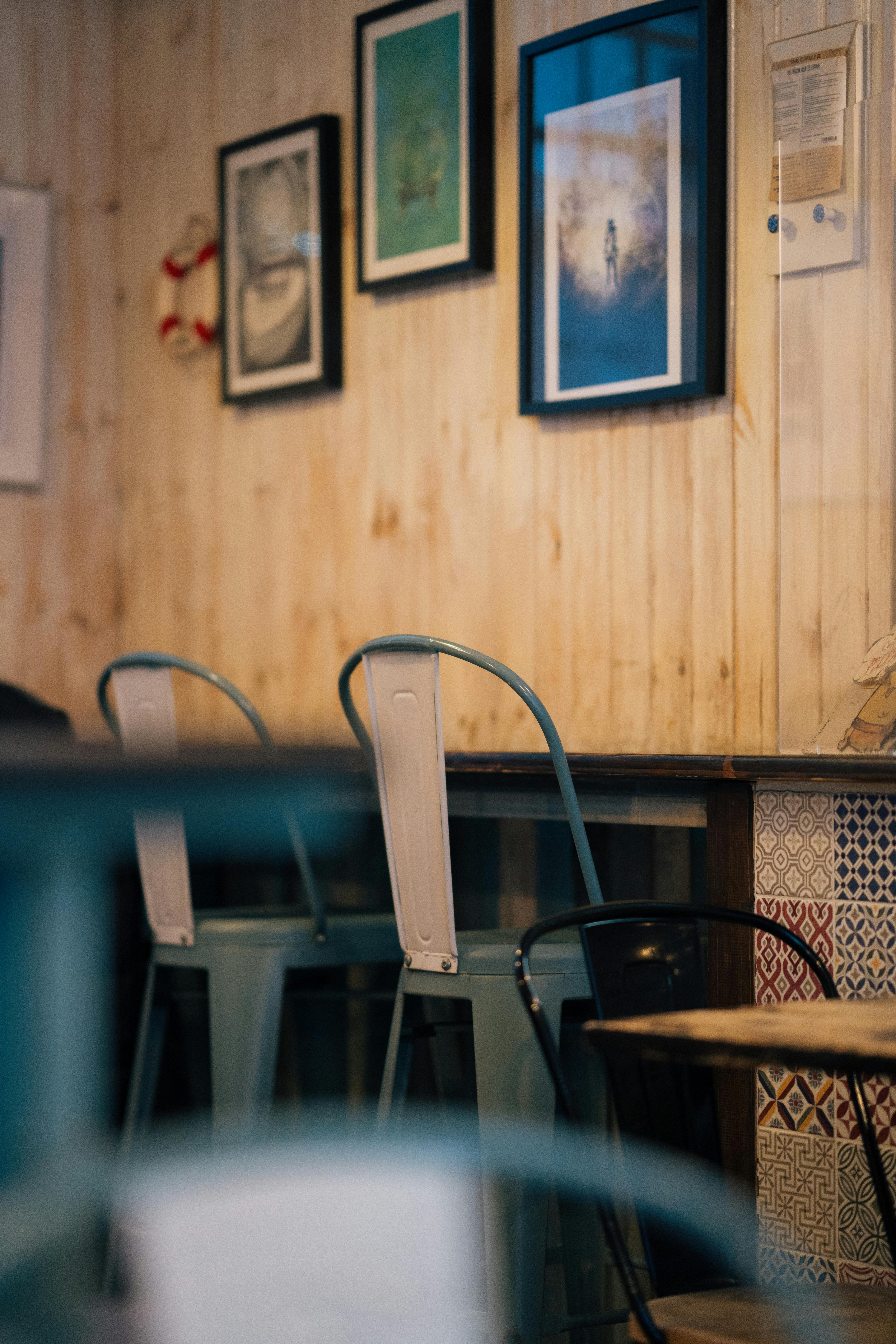 cozy edinburgh cafe interior with wall art