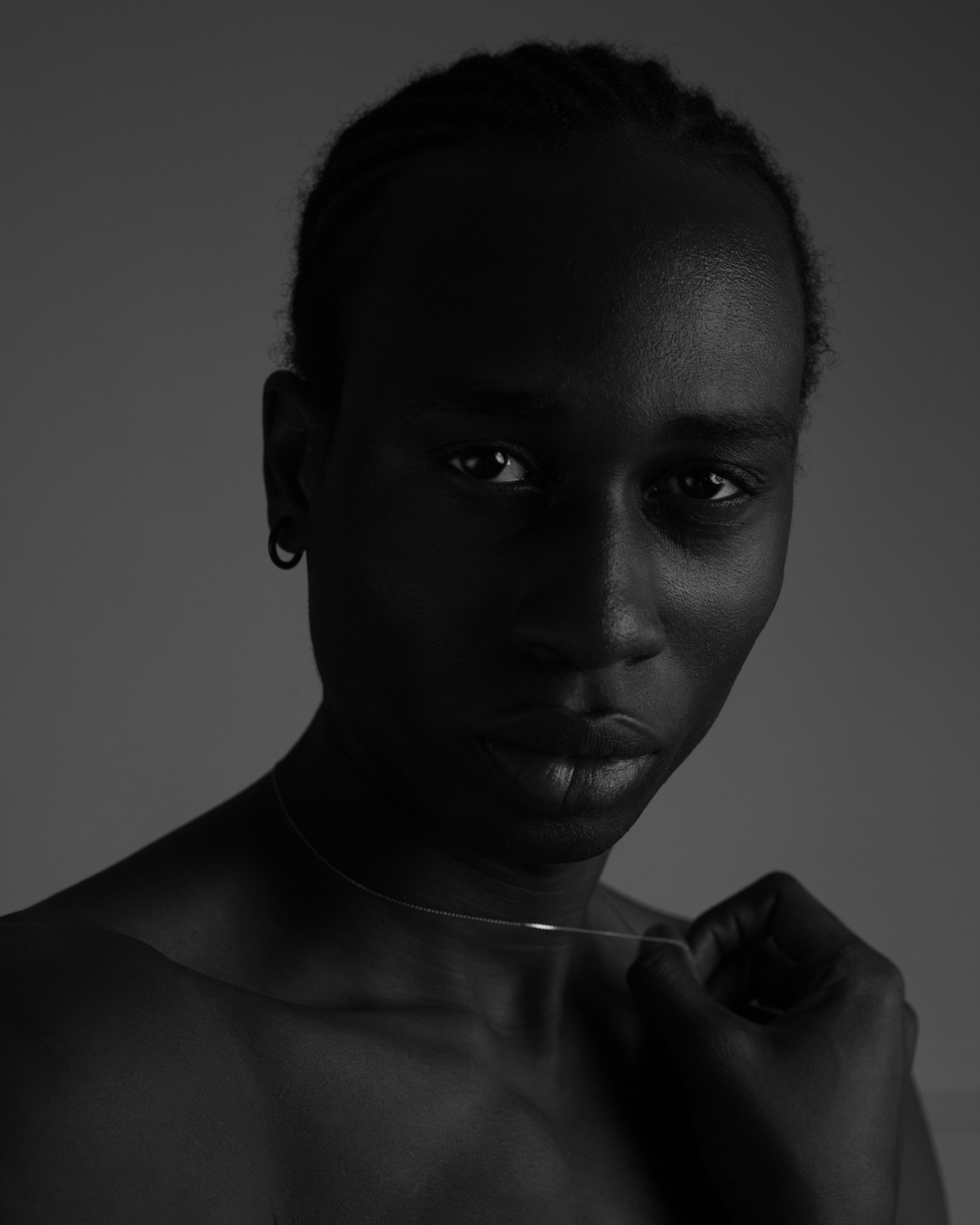 Elegant Black and White Portrait with Chain · Free Stock Photo
