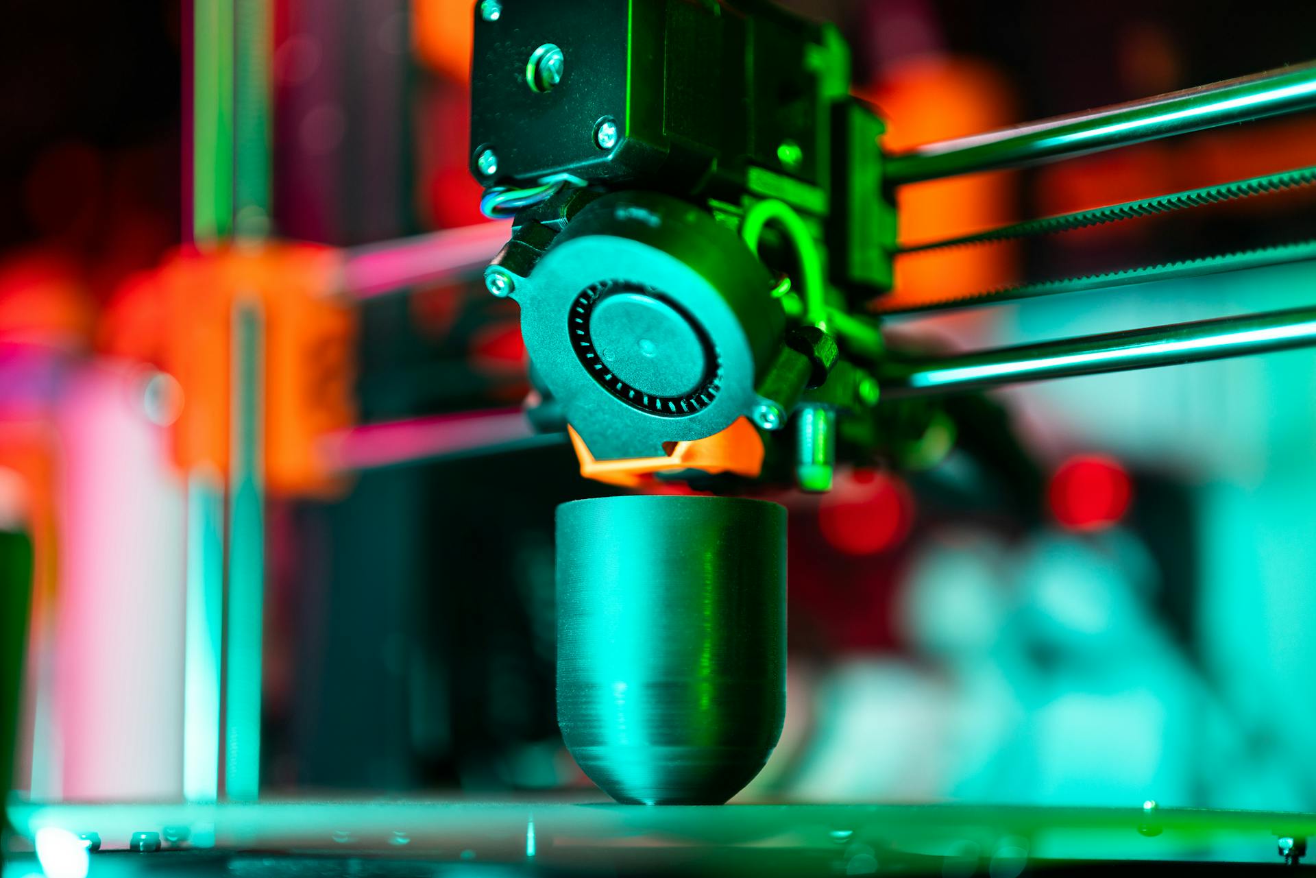 vibrant close-up 3D printer extruder