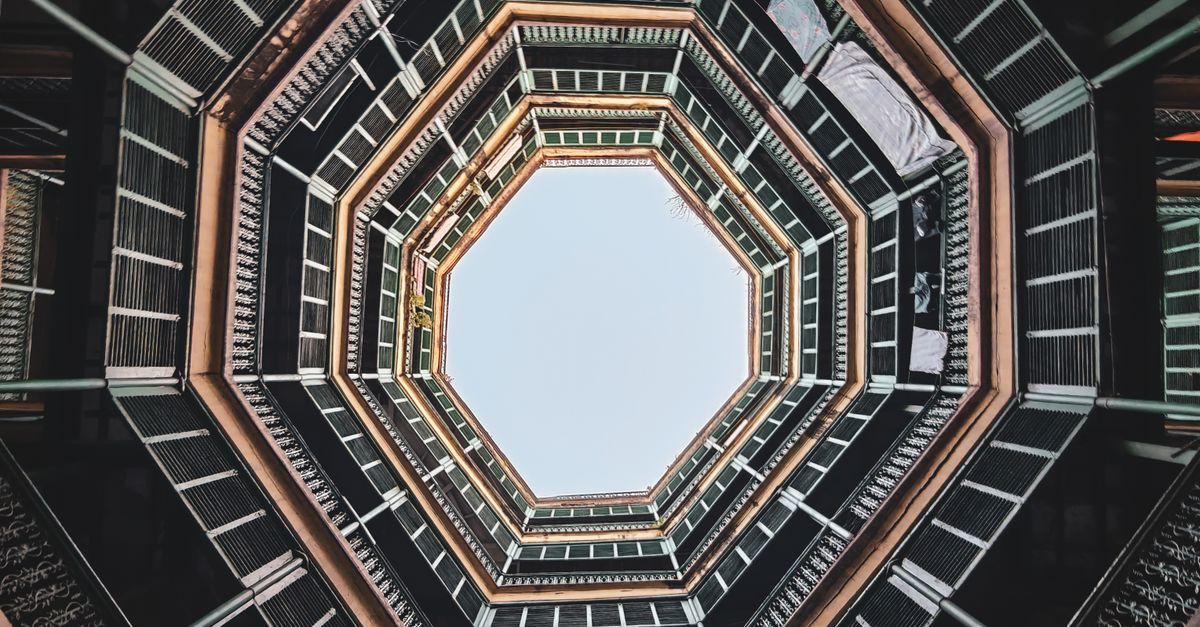 Building Texture Skylight Symmetrical View of Hexagonal Skylight in Building · Free Stock Photo